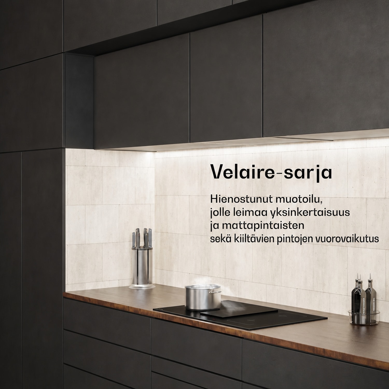 Velaire hybridi-induktiokeittotaso integroidulla liesituulettimella, minimalistinen, tehokas 8400 W 80 cm Hybrid