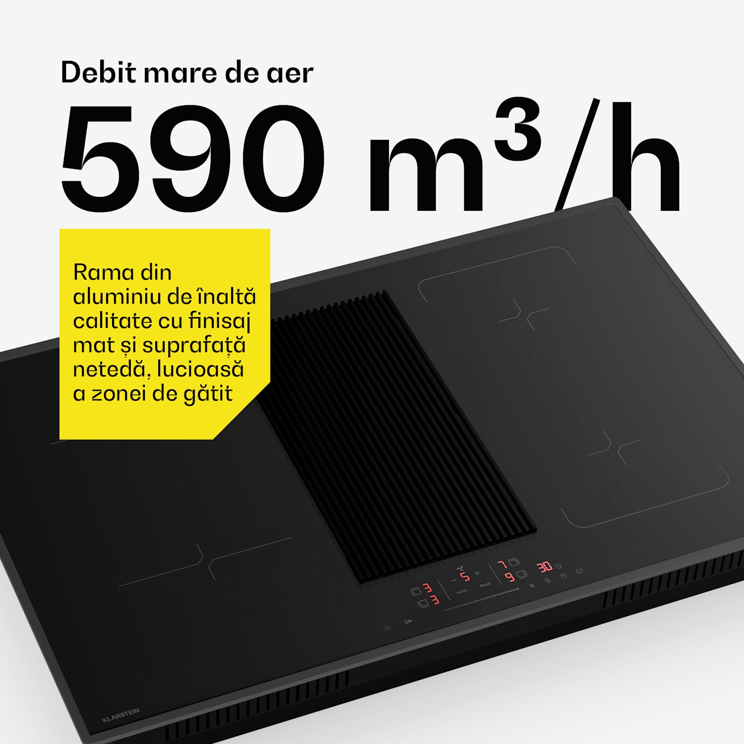 Plită cu inducție Velaire și hotă integrată — elegantă, minimalistă, puternică, 8400 W, 80 cm Hybrid