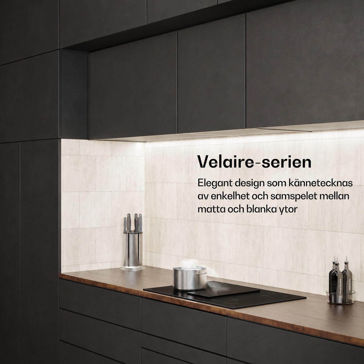 Velaire hybrid induktionshäll med integrerad fläkt, minimalistisk, kraftfull 7400W 80cm Hybrid
