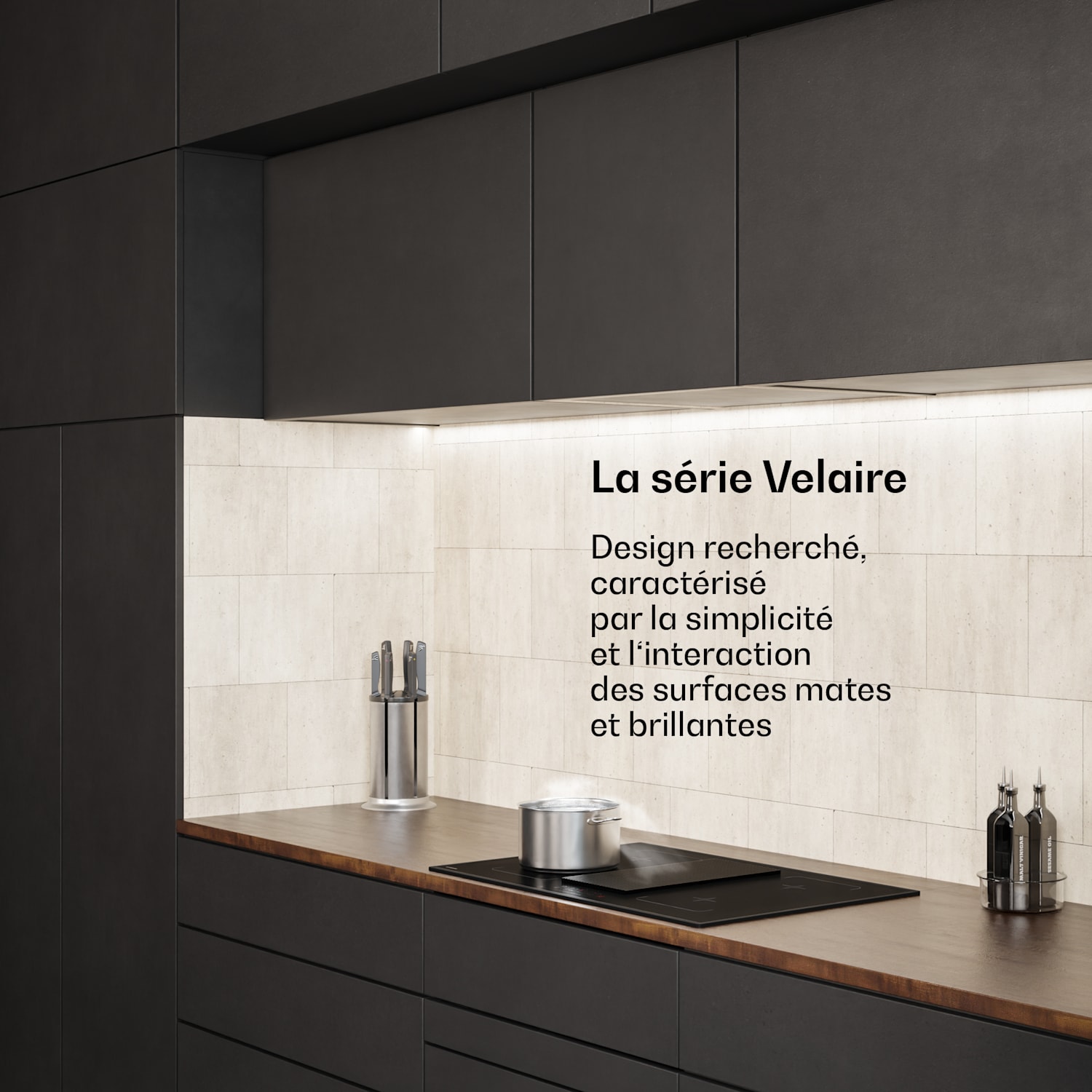 Velaire Flex inductiekookplaat met ingebouwde afzuigkap, minimalistisch, krachtig, 8400 W, 80 cm Flex