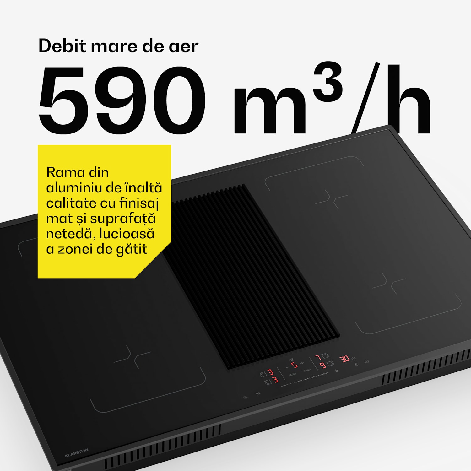 Plită flexi cu inducție Velaire cu hotă integrată — elegantă, minimalistă, puternică, 8400 W, 80 cm Flex