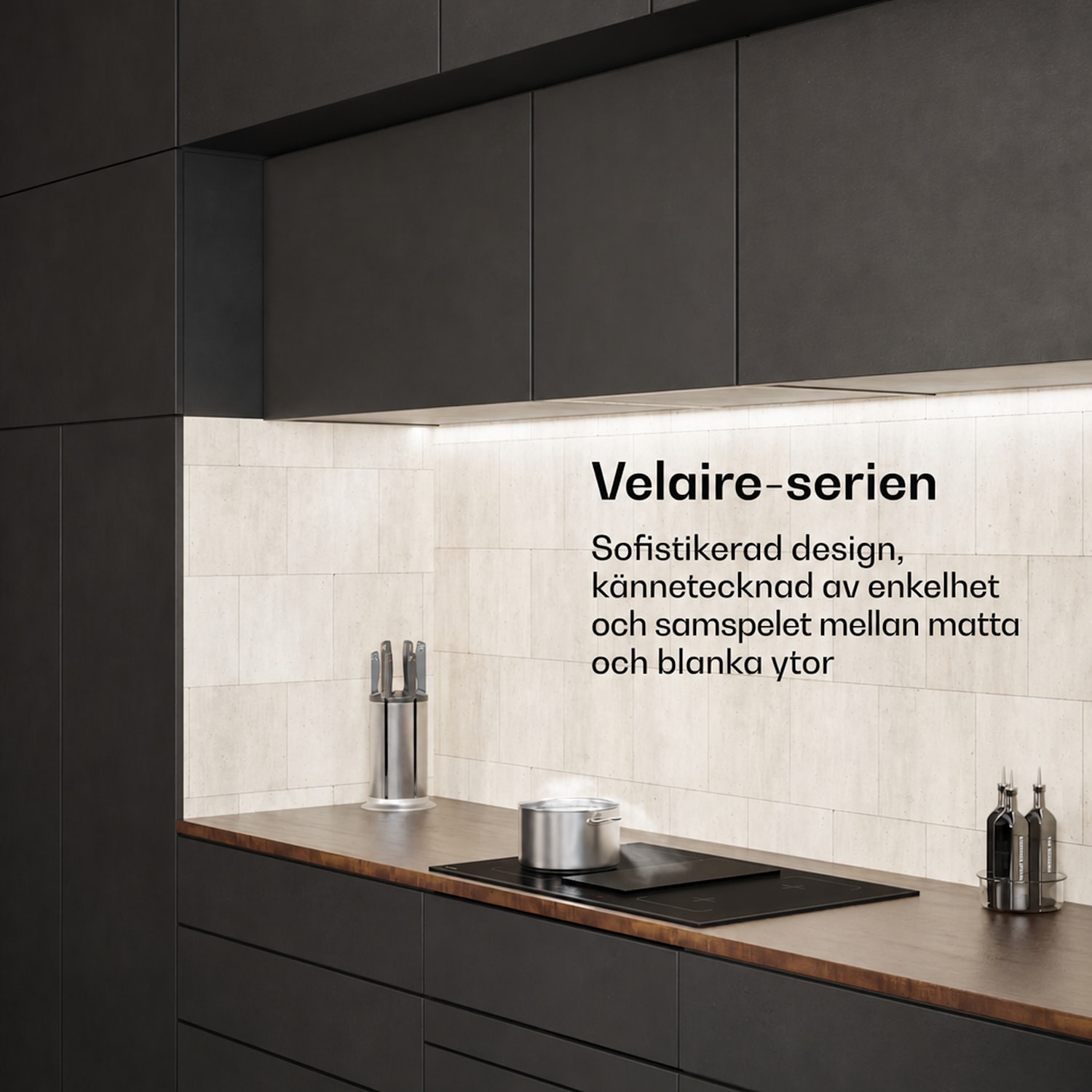 Velaire Flex induktionshäll med integrerad fläkt, minimalistisk, kraftfull, 8400W, 80cm Flex