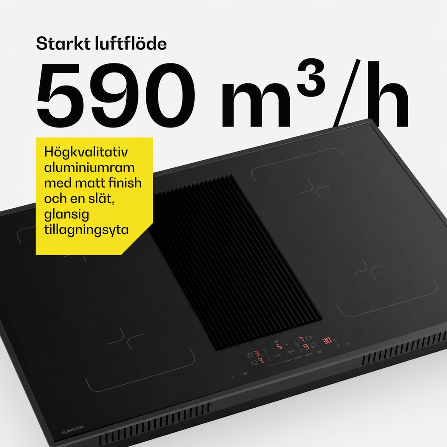 Velaire Flex induktionshäll med integrerad fläkt, minimalistisk, kraftfull, 8400W, 80cm Flex