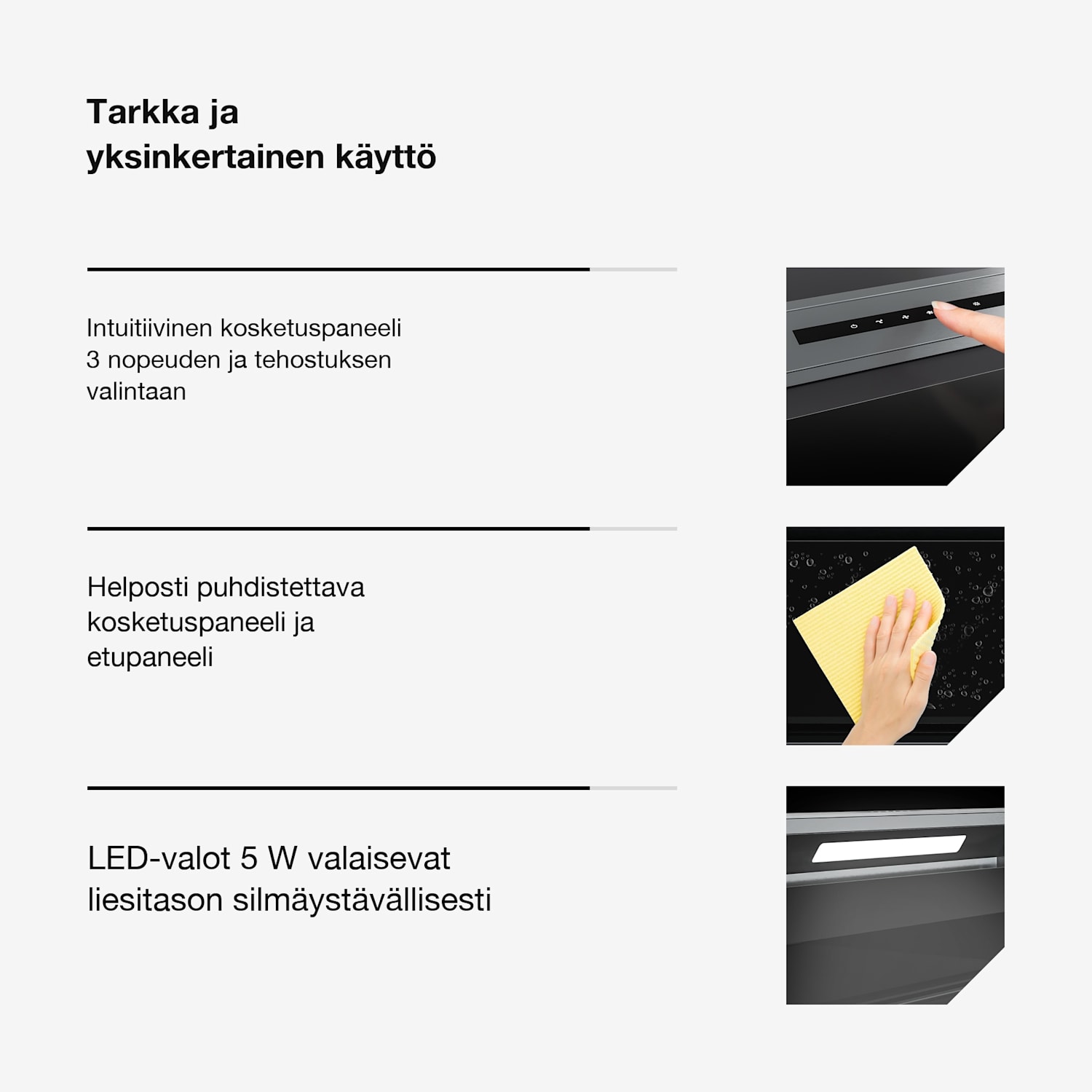 Verosteel upotettava liesituuletin minimalistinen, tehokas Energialuokka A++ 907 m³/h 90 cm 90 cm