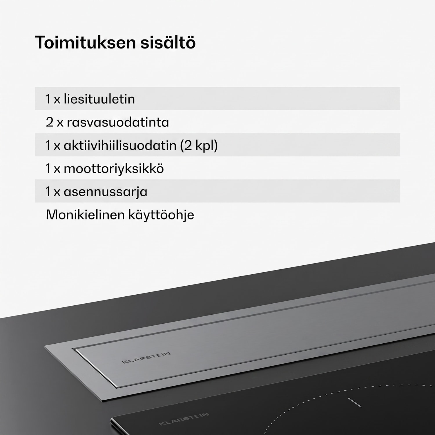 Verosteel upotettava liesituuletin minimalistinen, tehokas Energialuokka A++ 907 m³/h 90 cm 90 cm