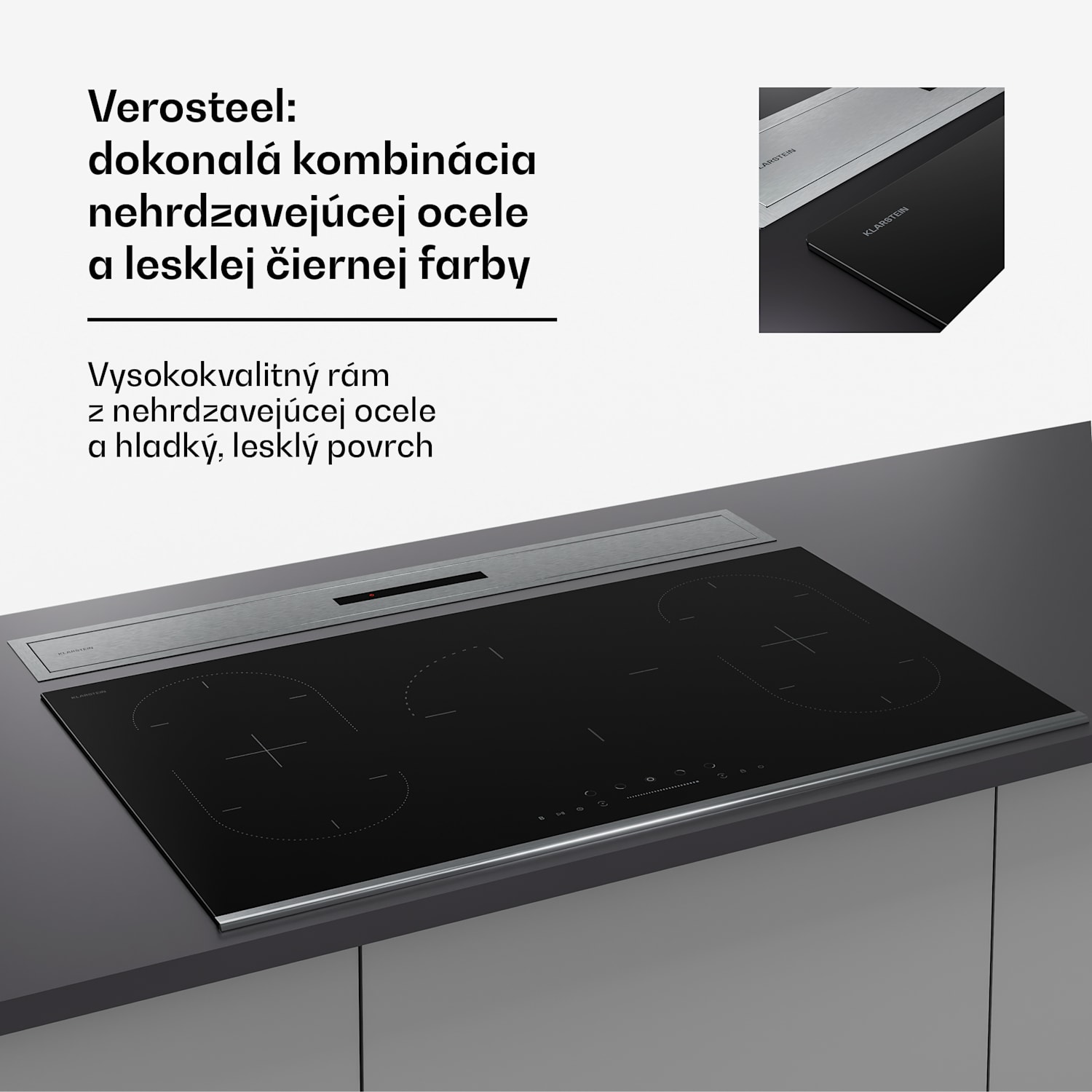 Verosteel vstavaný digestor, Minimalistický, výkonný, EEC A++, 906,2 m³/h, 90 cm 90 cm