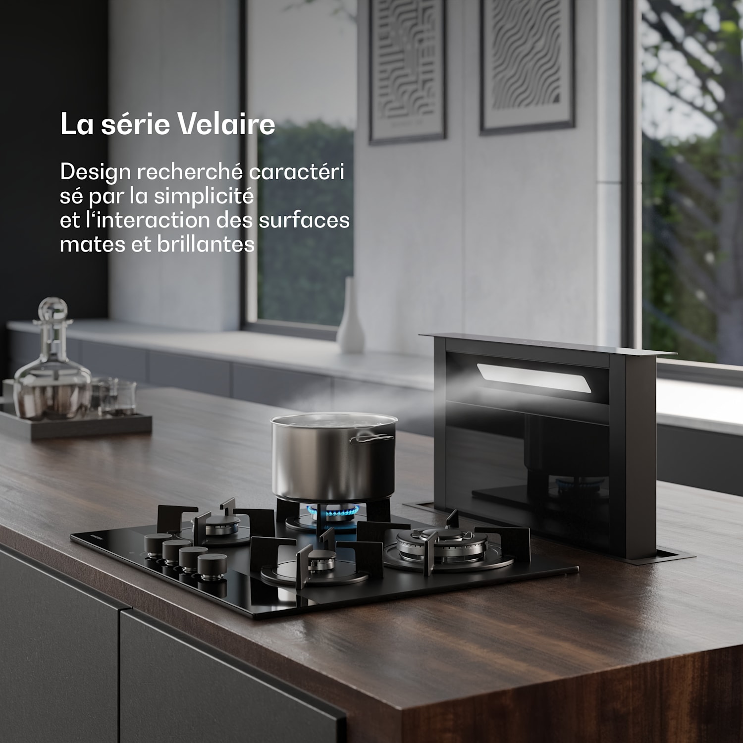 Velaire gaskookplaat | 4-pits met elektrische ontsteking | compatibel met aardgas en LPG | 8000 W | 60 cm 60 cm | Zwart