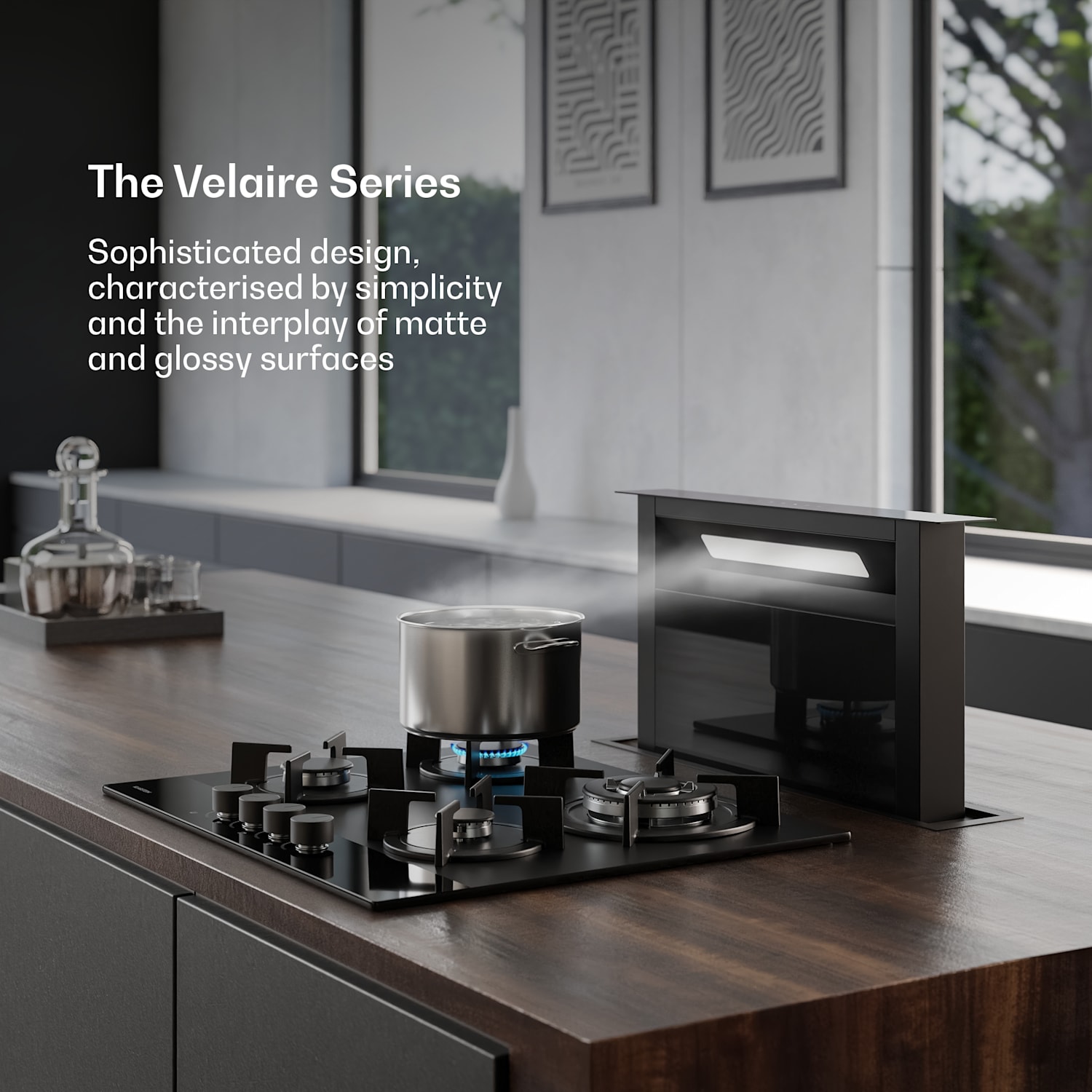 Velaire gas hob | 4-burner with electric ignition | natural gas and LPG compatible | 8000 W | 60 cm 