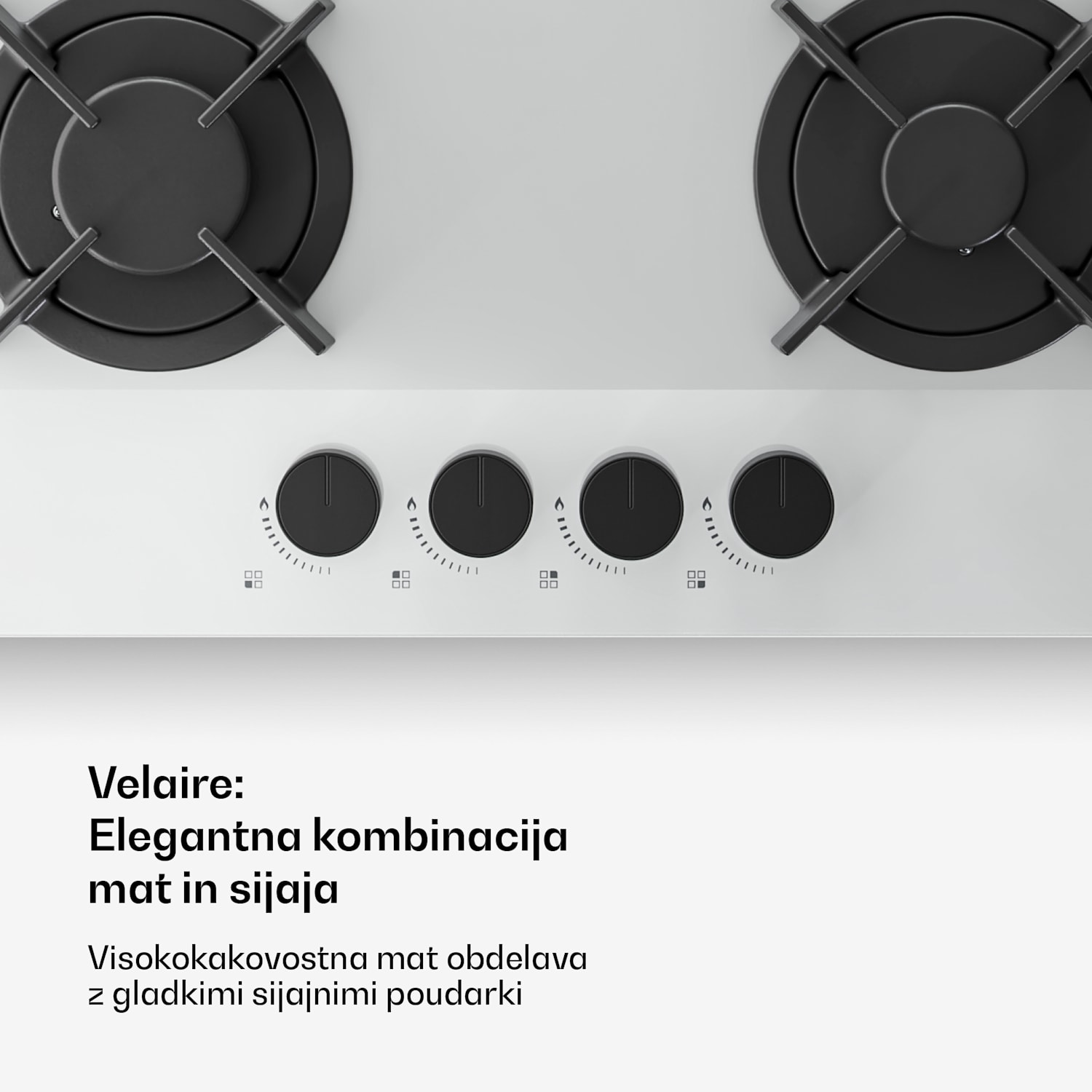 Plinska kuhalna plošča Velaire, 4-gorniki z električnim vžigom, združljiva z zemeljskim plinom in utekočinjenim naftnim plinom, 8000 W, 60 cm 60 cm | Bela