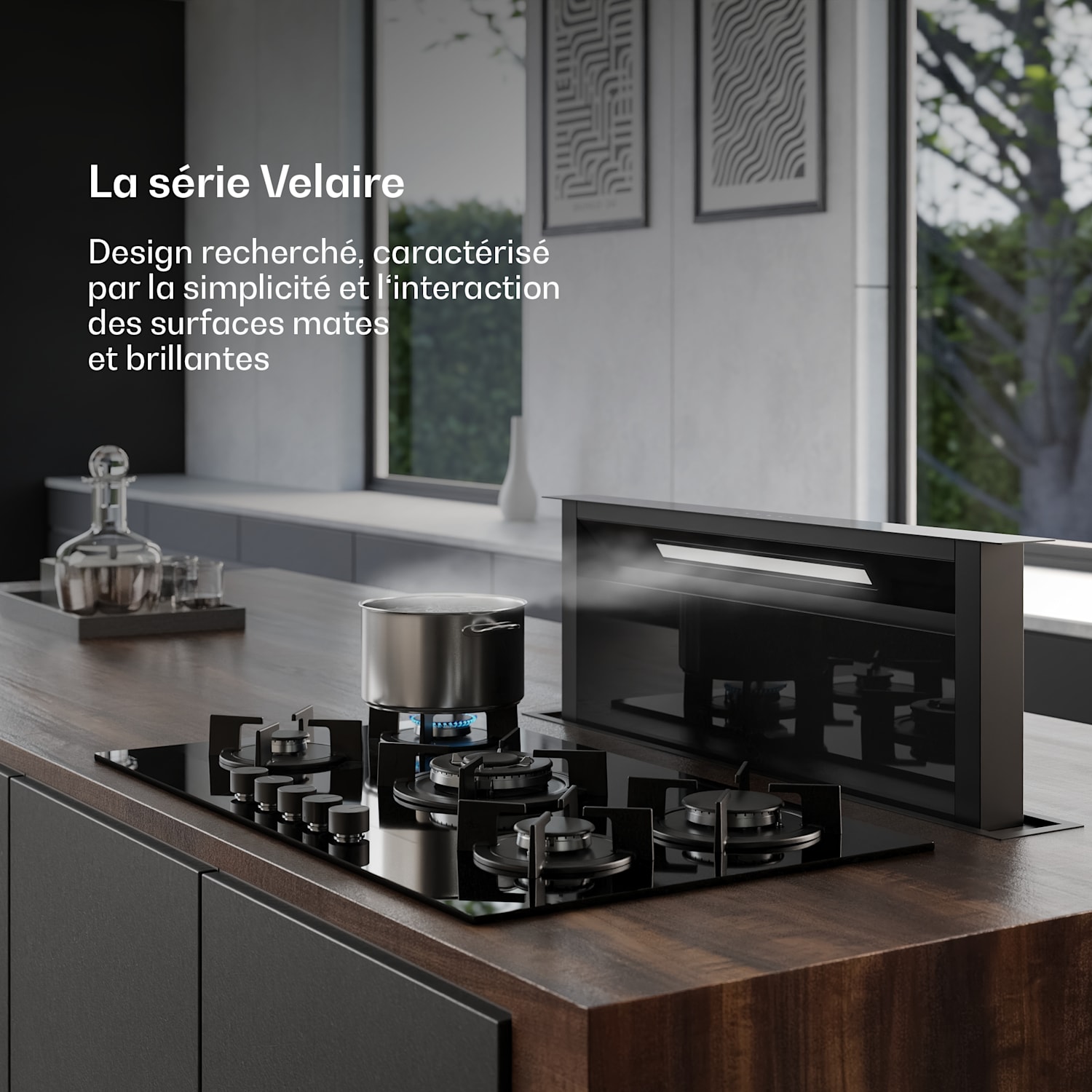 Velaire table de cuisson à gaz | 5 feux avec allumage électrique | Compatible gaz naturel et GPL | 104000 W | 90 cm 