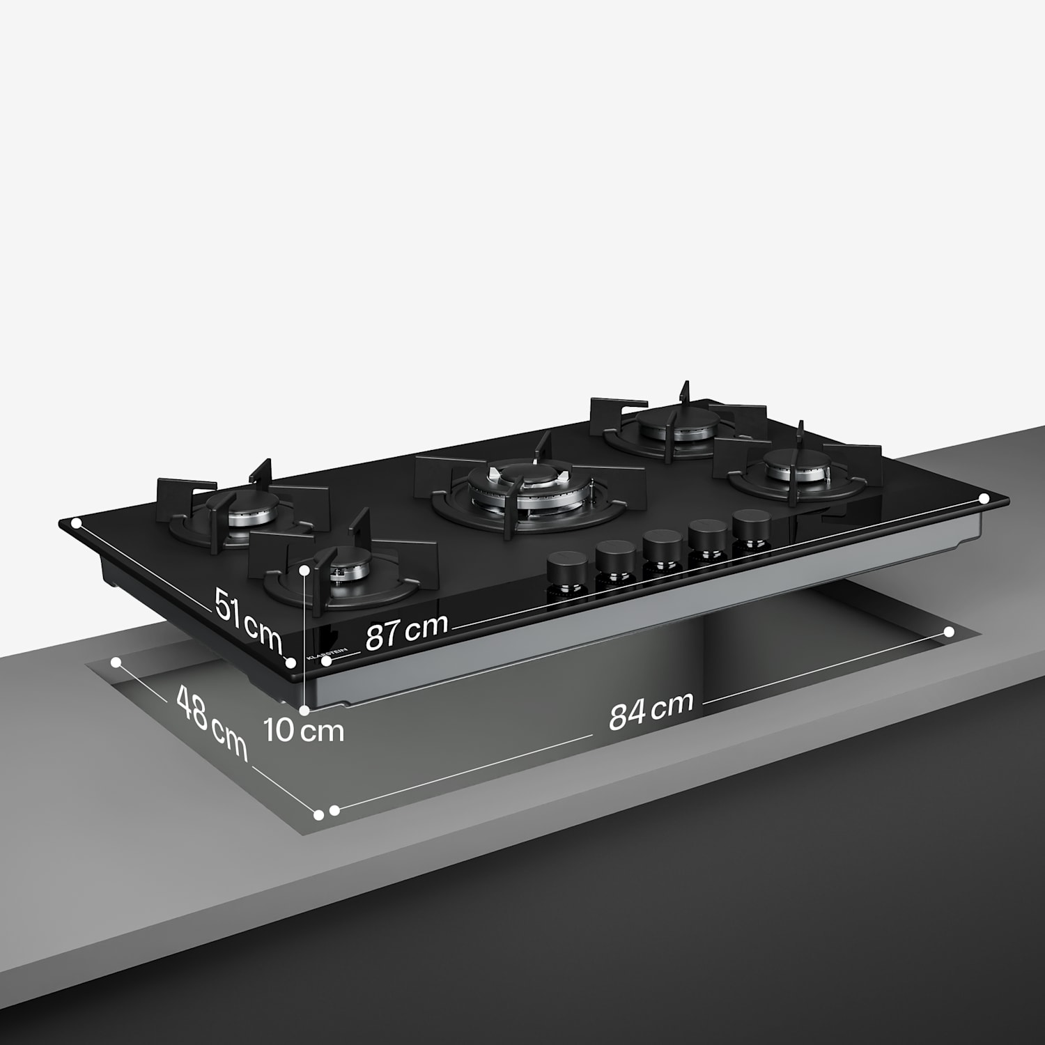 Velaire table de cuisson à gaz | 5 feux avec allumage électrique | Compatible gaz naturel et GPL | 104000 W | 90 cm 