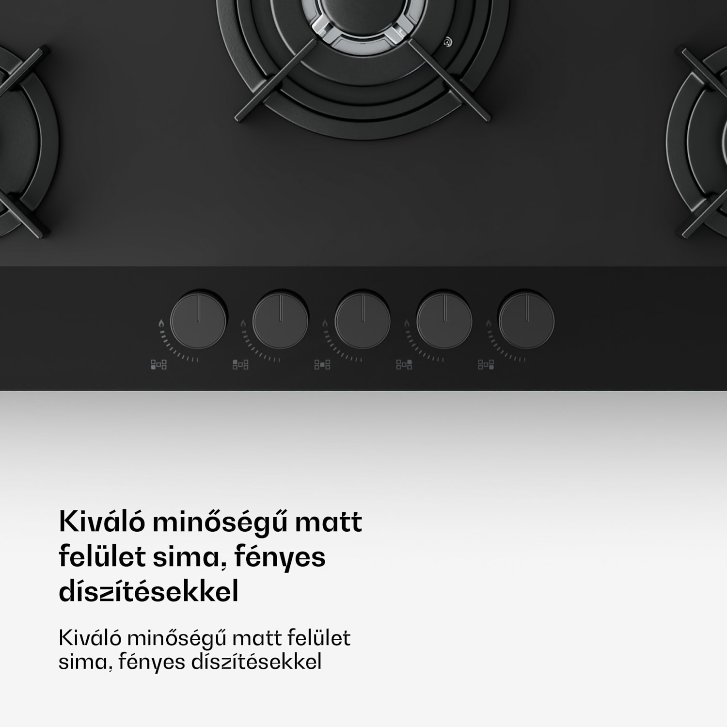 Velaire gáztűzhely, 5 égős elektromos gyújtással, Földgázzal és LPG-vel kompatibilis, 10400 W, 90 cm 90 cm | Fekete