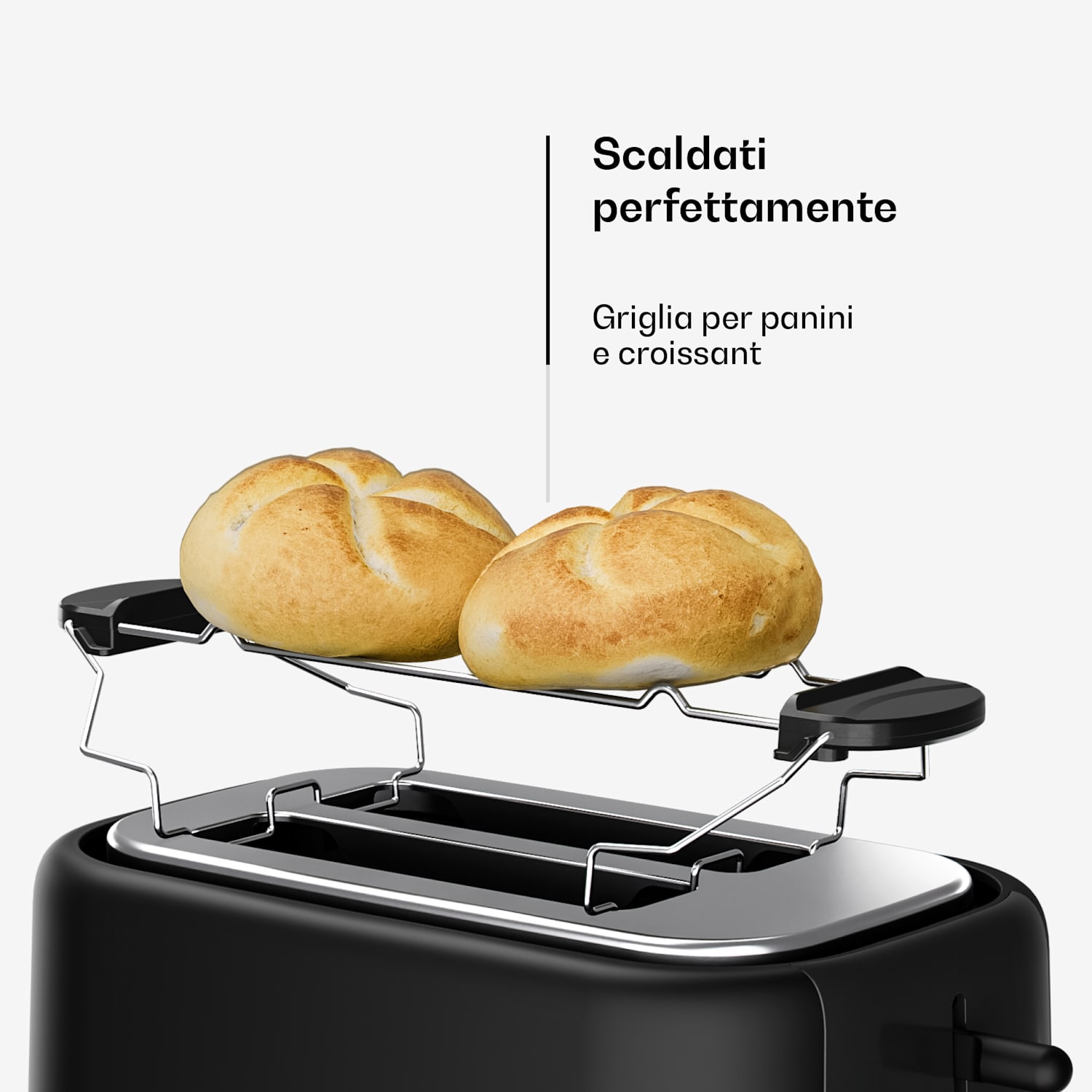 Velaire - Tostapane | 2 scomparti | 800 W | 7 livelli di doratura | Griglia per panini 