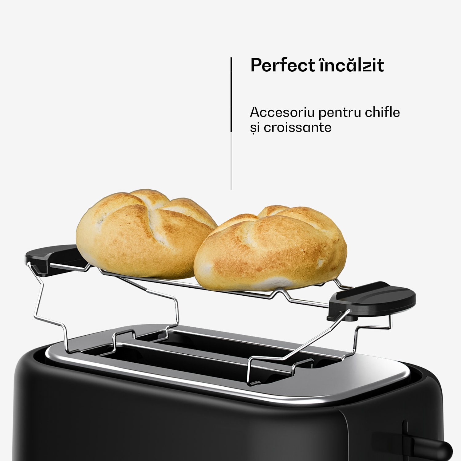 Toaster Velaire | Toaster cu 2 felii | 800 W | 7 niveluri de rumenire | Încălzitor chifle 