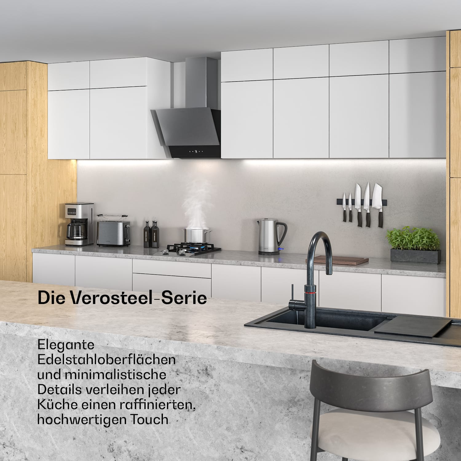 Verosteel Toaster | 2-Schlitz-Toaster | 800 W | 7 Bräunungslevel | Brötchenaufsatz 