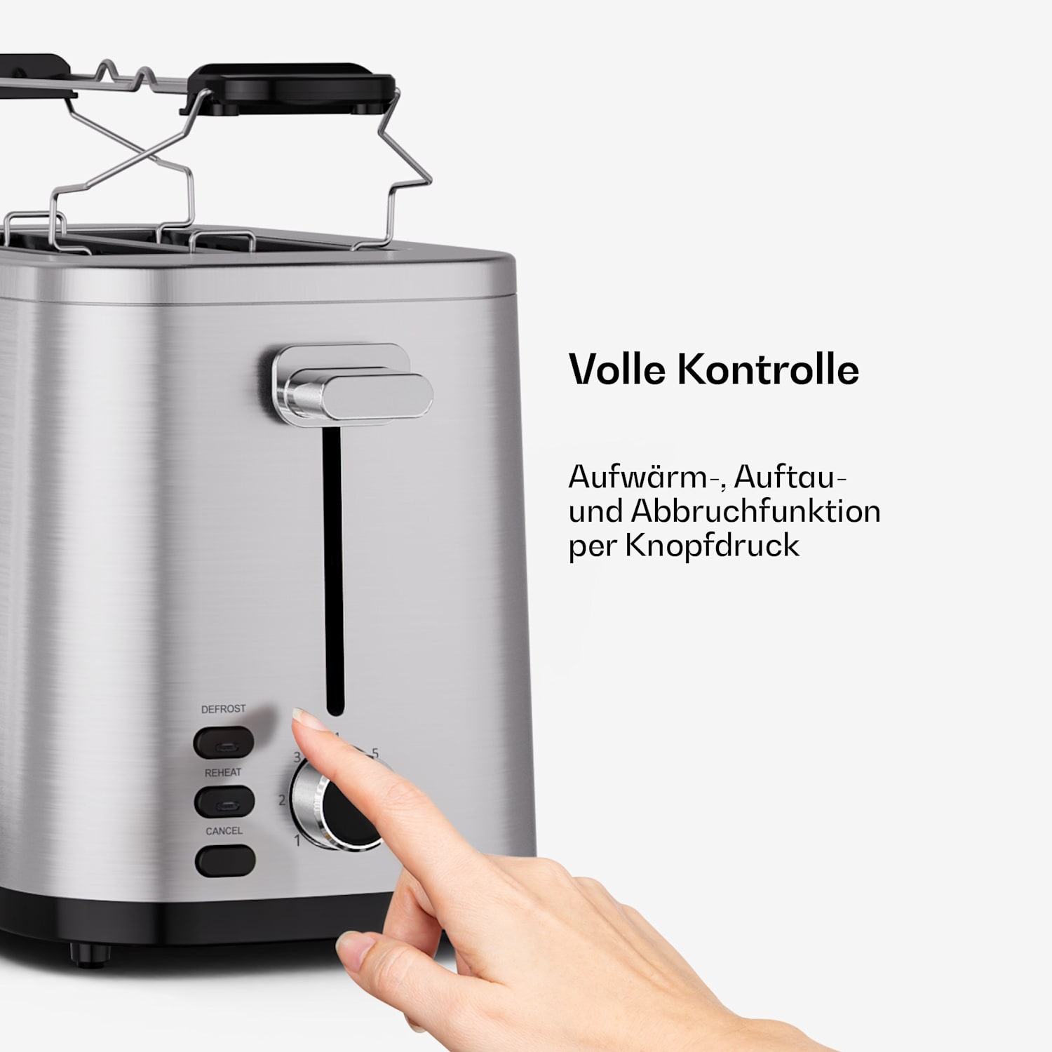 Verosteel Toaster | 2-Schlitz-Toaster | 800 W | 7 Bräunungslevel | Brötchenaufsatz 