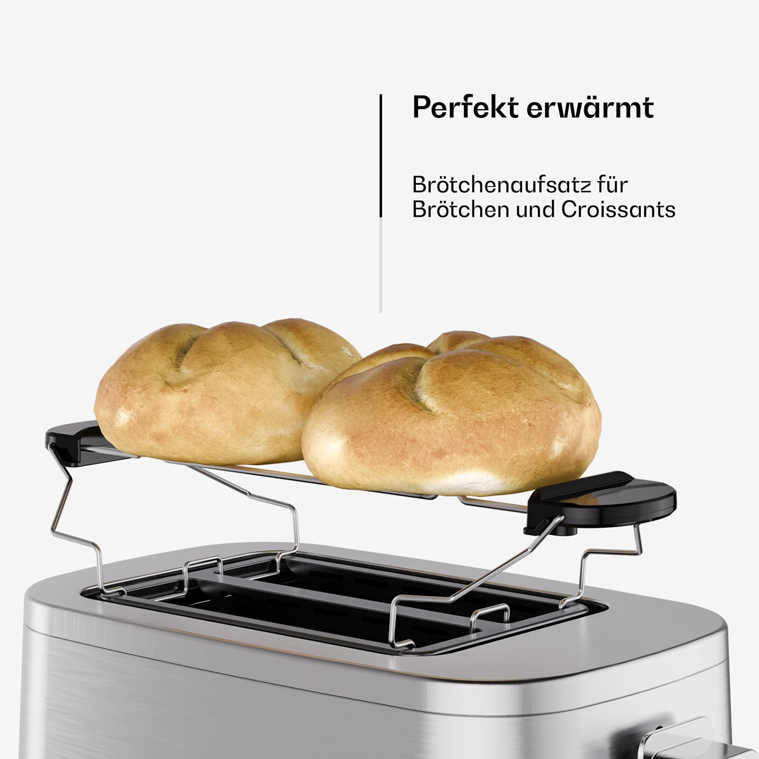 Verosteel Toaster | 2-Schlitz-Toaster | 800 W | 7 Bräunungslevel | Brötchenaufsatz 