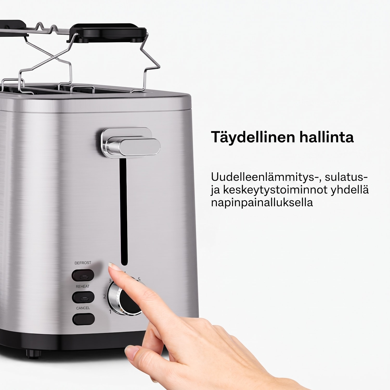 VeroSteel leivänpaahdin | 2 koloa | 800 W | 7 paahtoastetta | Sämpyläteline | Ruostumaton teräs 
