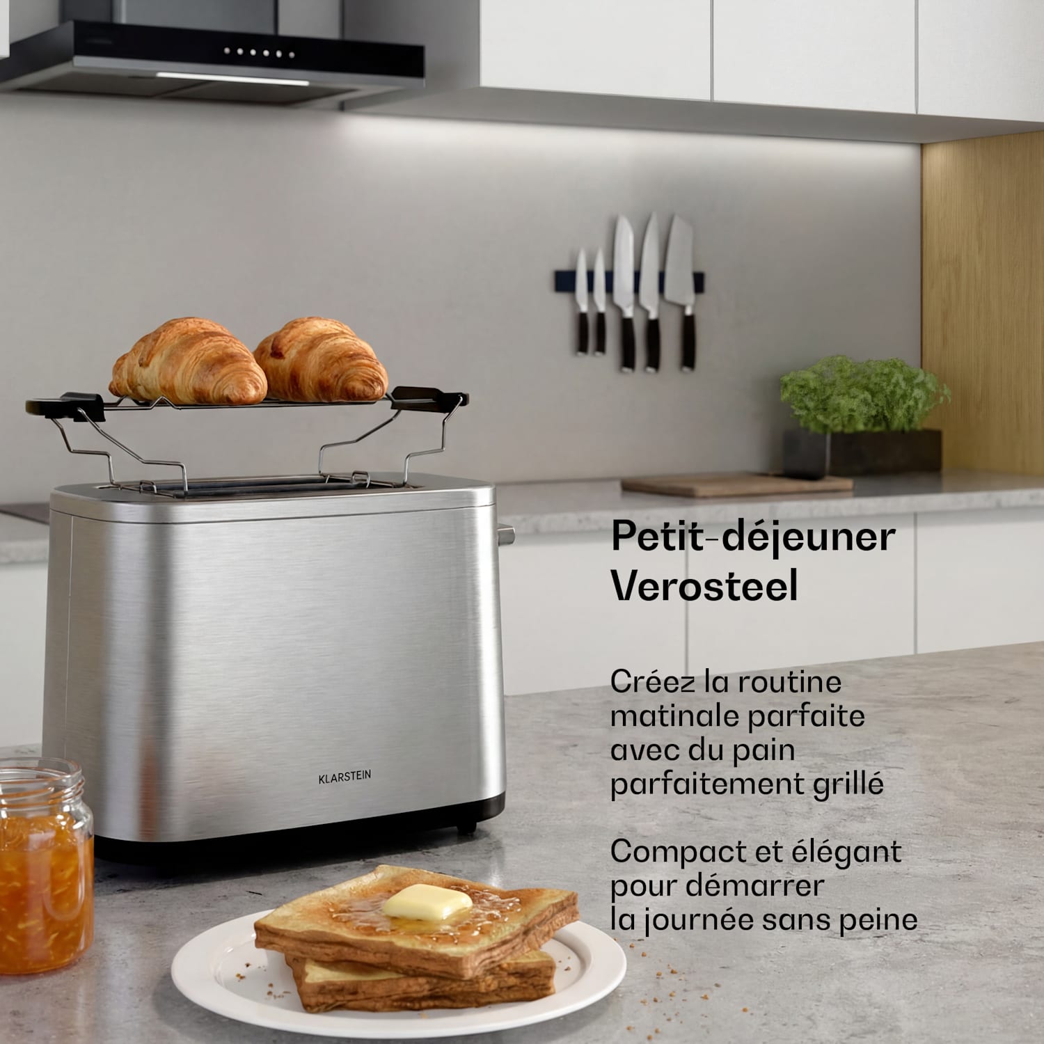 Verosteel toaster | 2-sneden broodrooster | 800 W | 7 bruiningsgraden | broodrekje 