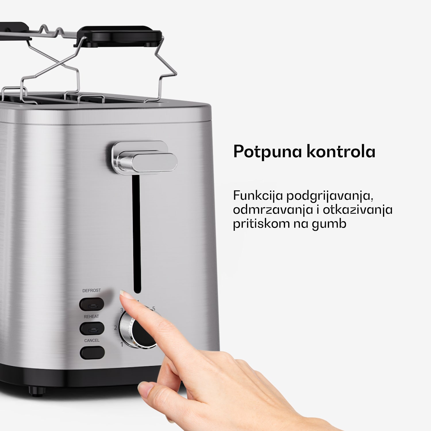 Verosteel toster | Toster za 2 kriške | 800 W | 7 razina pečenja | Grijač peciva 
