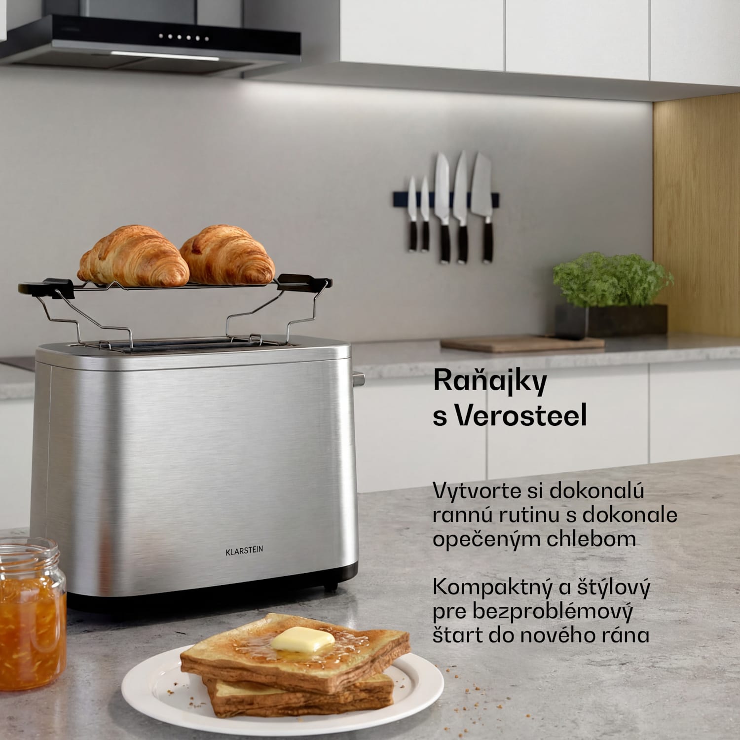 Verosteel hriankovač | Hriankovač na 2 krajce | 800 W | 7 úrovní opečenia | Ohrievač žemlí 