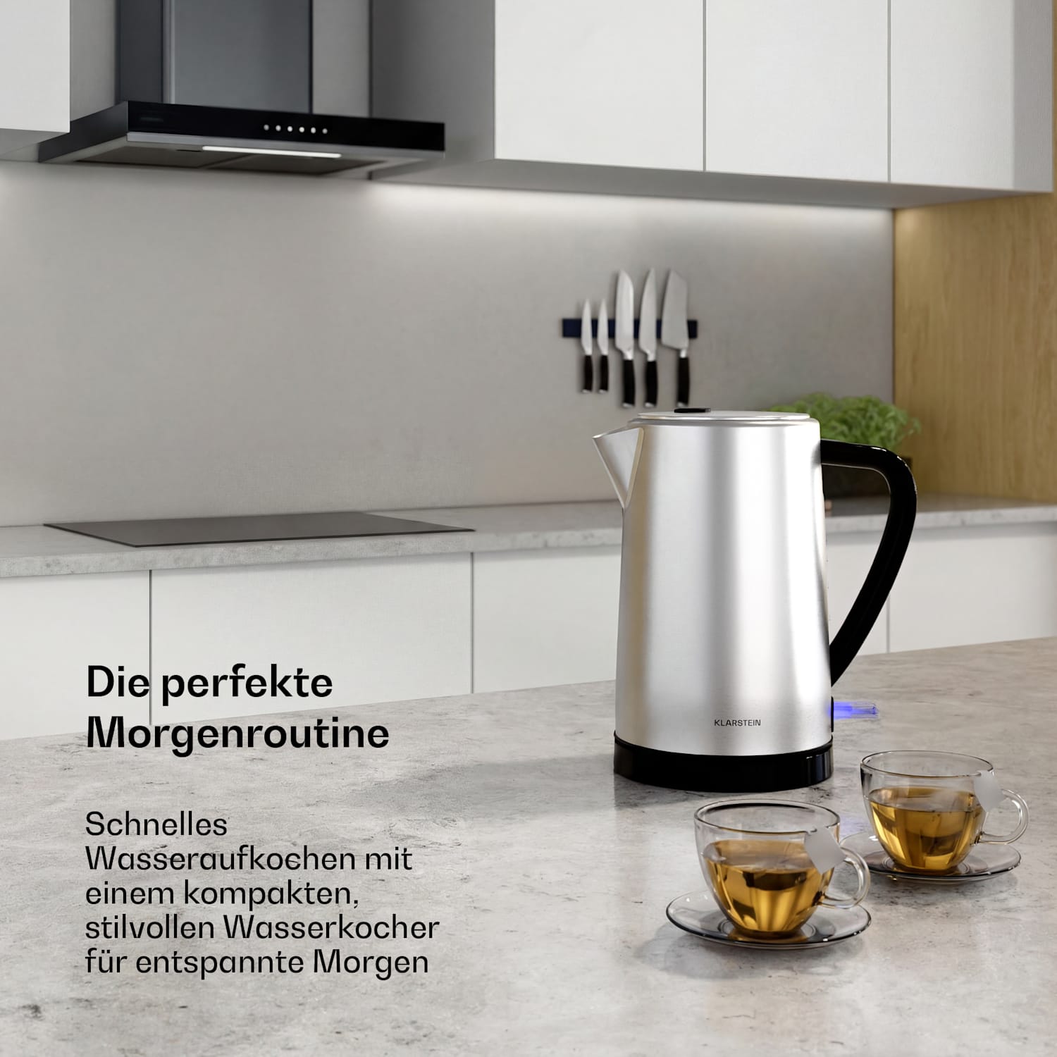 Verosteel Wasserkocher | 1,7 Liter | 2200 W | 360°-Drehfuß | Modernes Edelstahldesign 