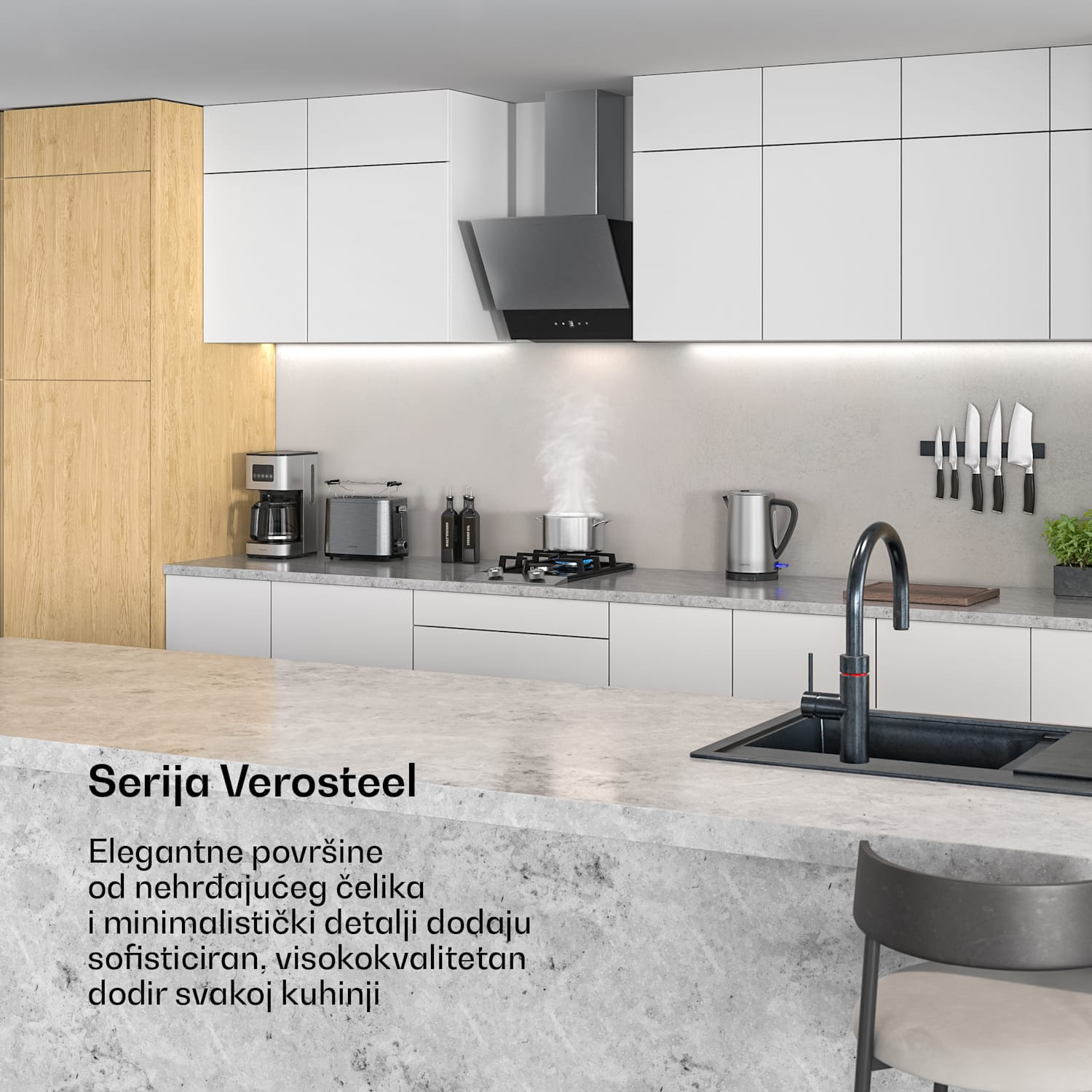 Verosteel električno kuhalo za vodu | 1,7 litara | 2200 W | Okretna baza 360° | moderni dizajn od nehrđajućeg čelika 