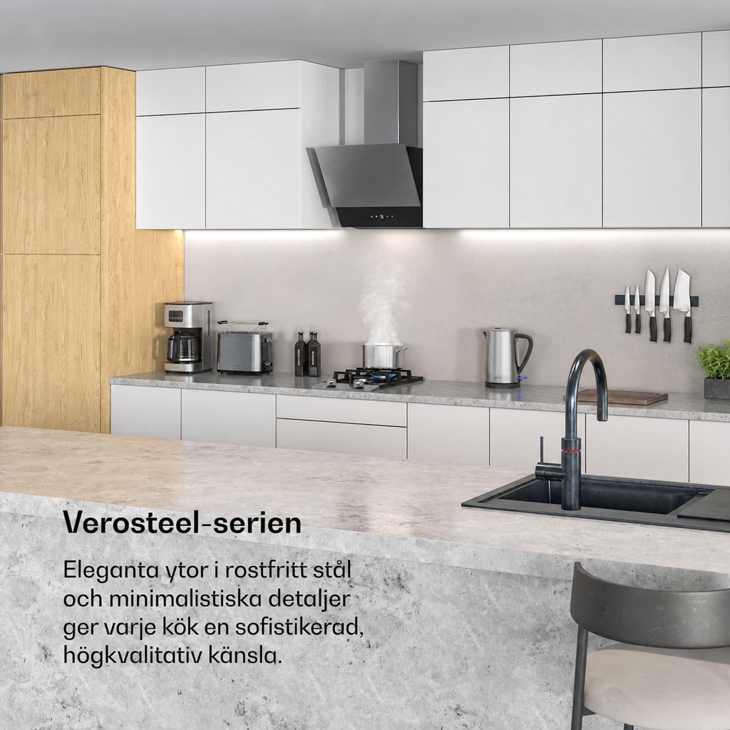 Verosteel Vattenkokare | 1,7 liter | 2200 W | 360° roterande bas | Modernt rostfritt stål-design 