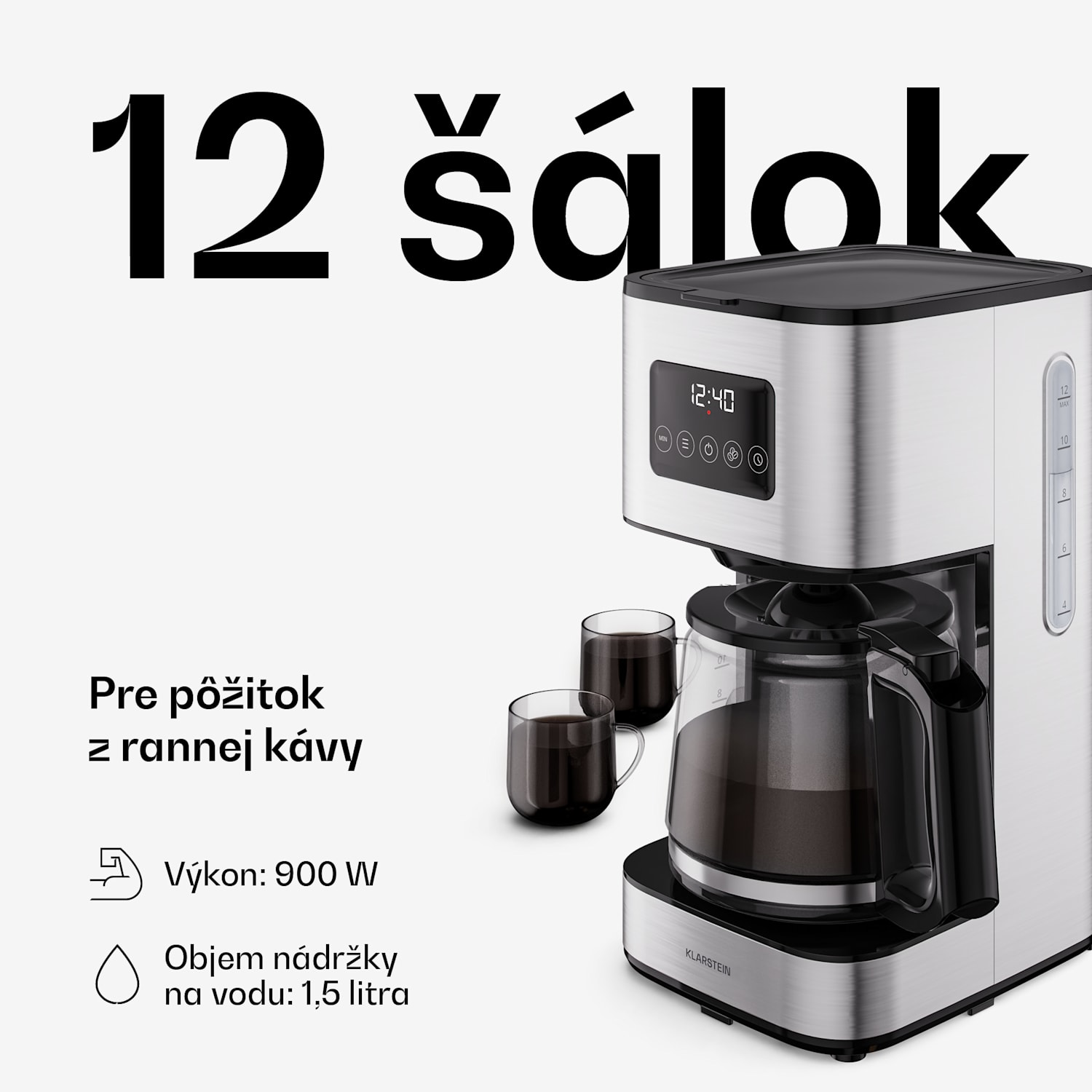 Verosteel kávovar na filtrovanú kávu | nehrdzavejúca oceľ | 1,5 litra | Funkcia udržiavania teploty | 12 šálok 