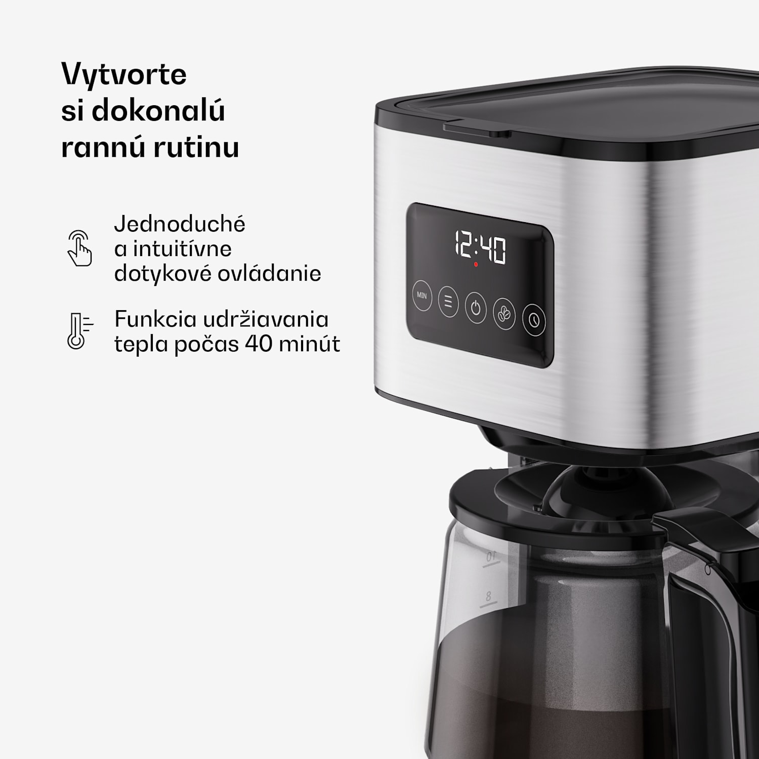 Verosteel kávovar na filtrovanú kávu | nehrdzavejúca oceľ | 1,5 litra | Funkcia udržiavania teploty | 12 šálok 