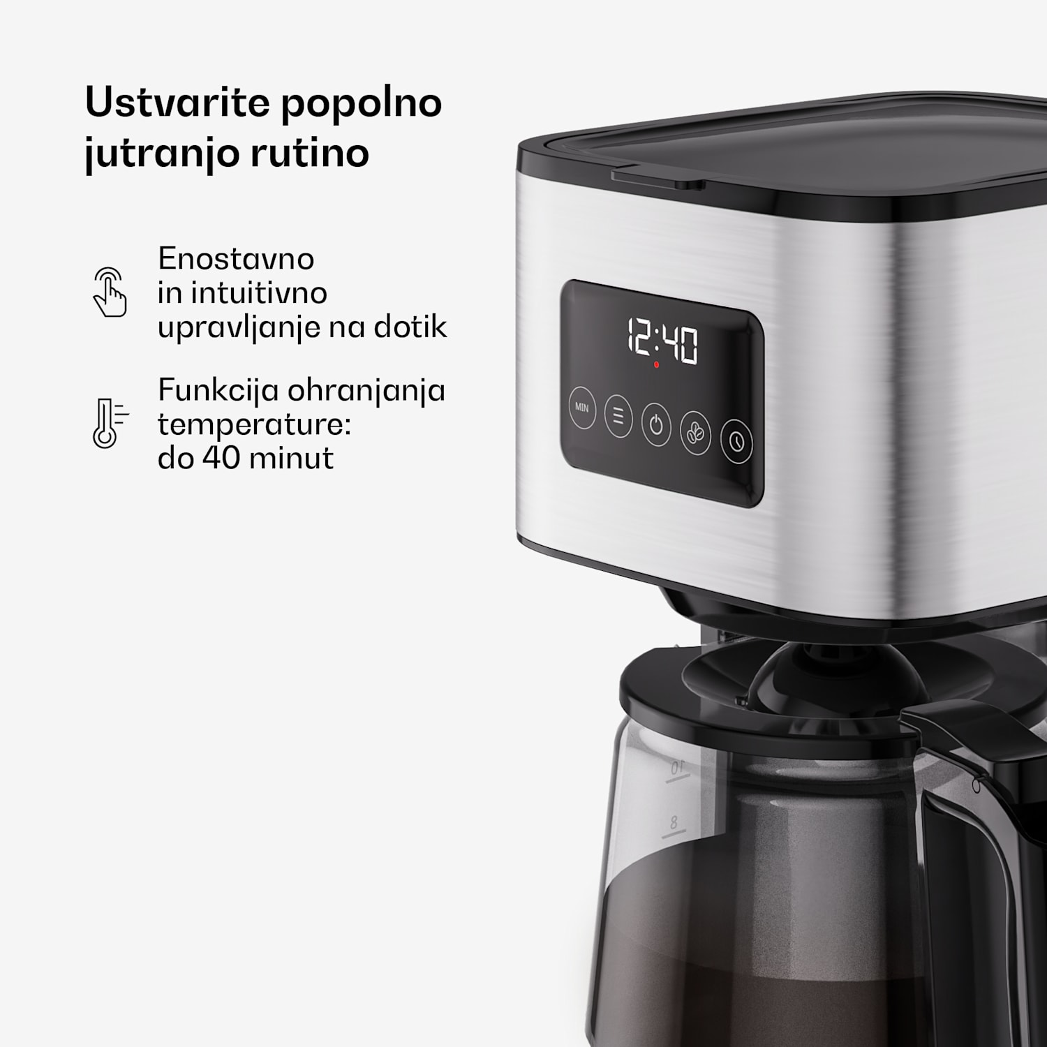 Verosteel aparat za filtrirano kavo | nerjaveče jeklo | 1,5 litra | Funkcija ohranjanja toplote | 12 skodelic 