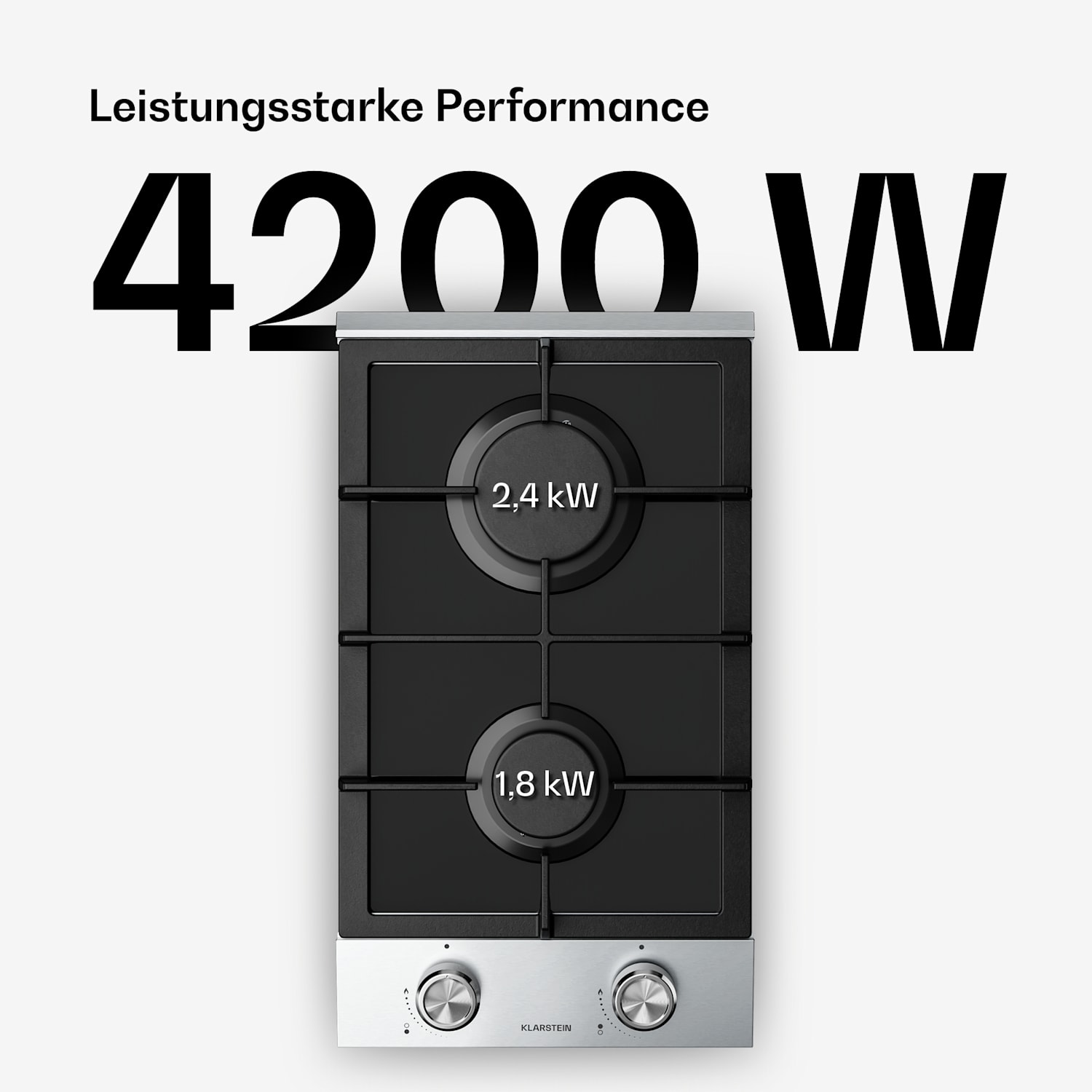 Verosteel Gaskochfeld | 2-flammig | elektrische Zündung | Erdgas- und LPG-kompatibel | 4200 W | 30 cm 