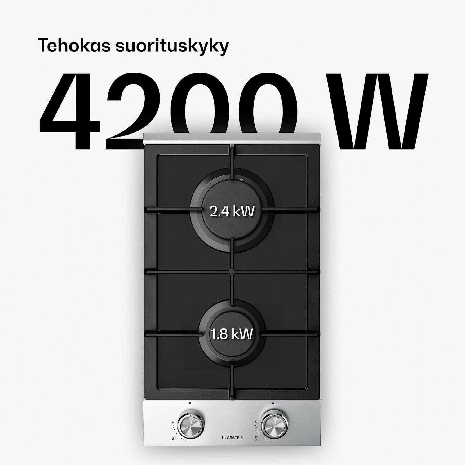 Verosteel kaasuliesi | 2 poltinta | sähkösytytys | maakaasu ja LPG yhteensopiva | 4200 W | 30 cm 30 cm | Hopea