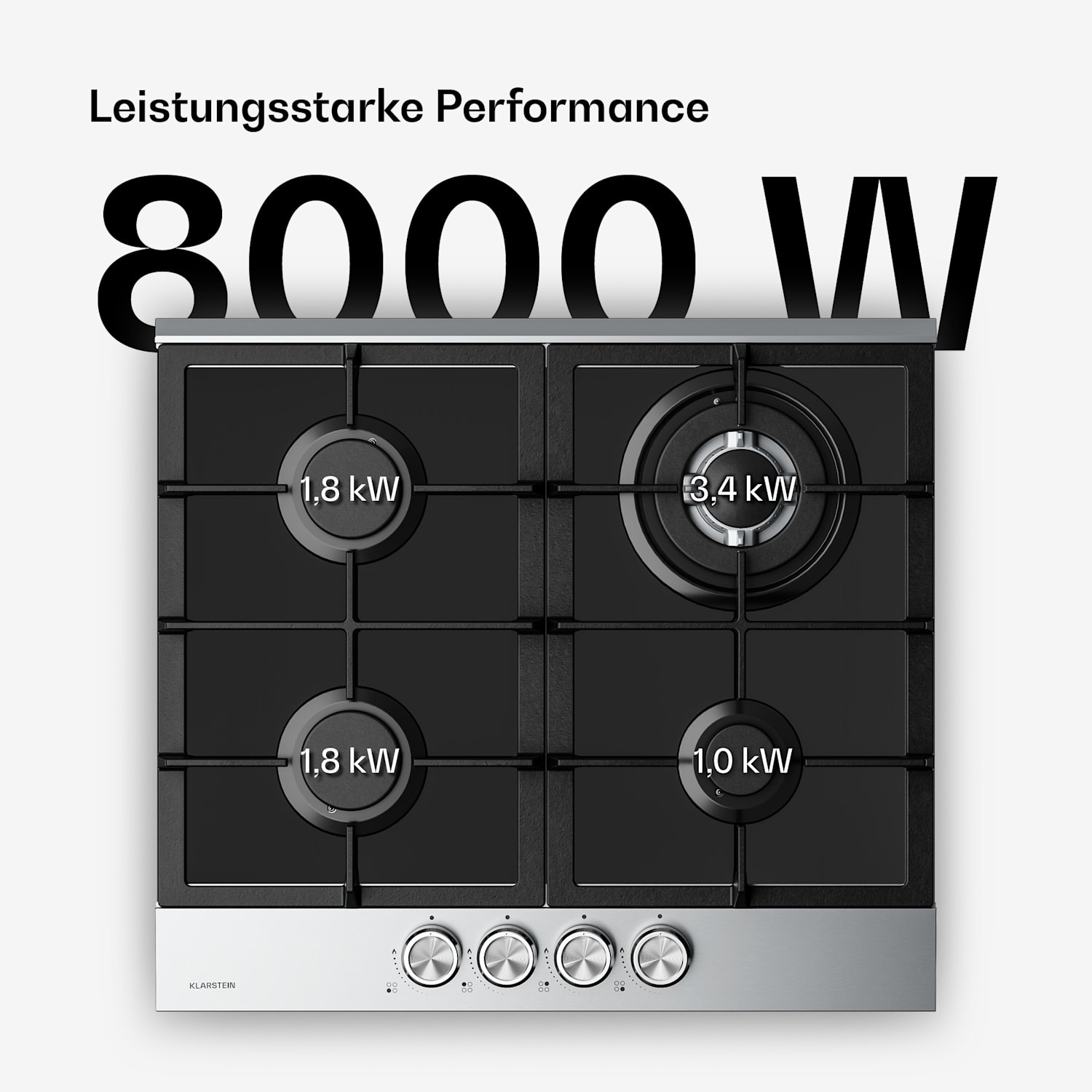 Verosteel Gaskochfeld | 4-flammig | elektrische Zündung | Erdgas- und LPG-kompatibel | 8000 W | 60 cm 