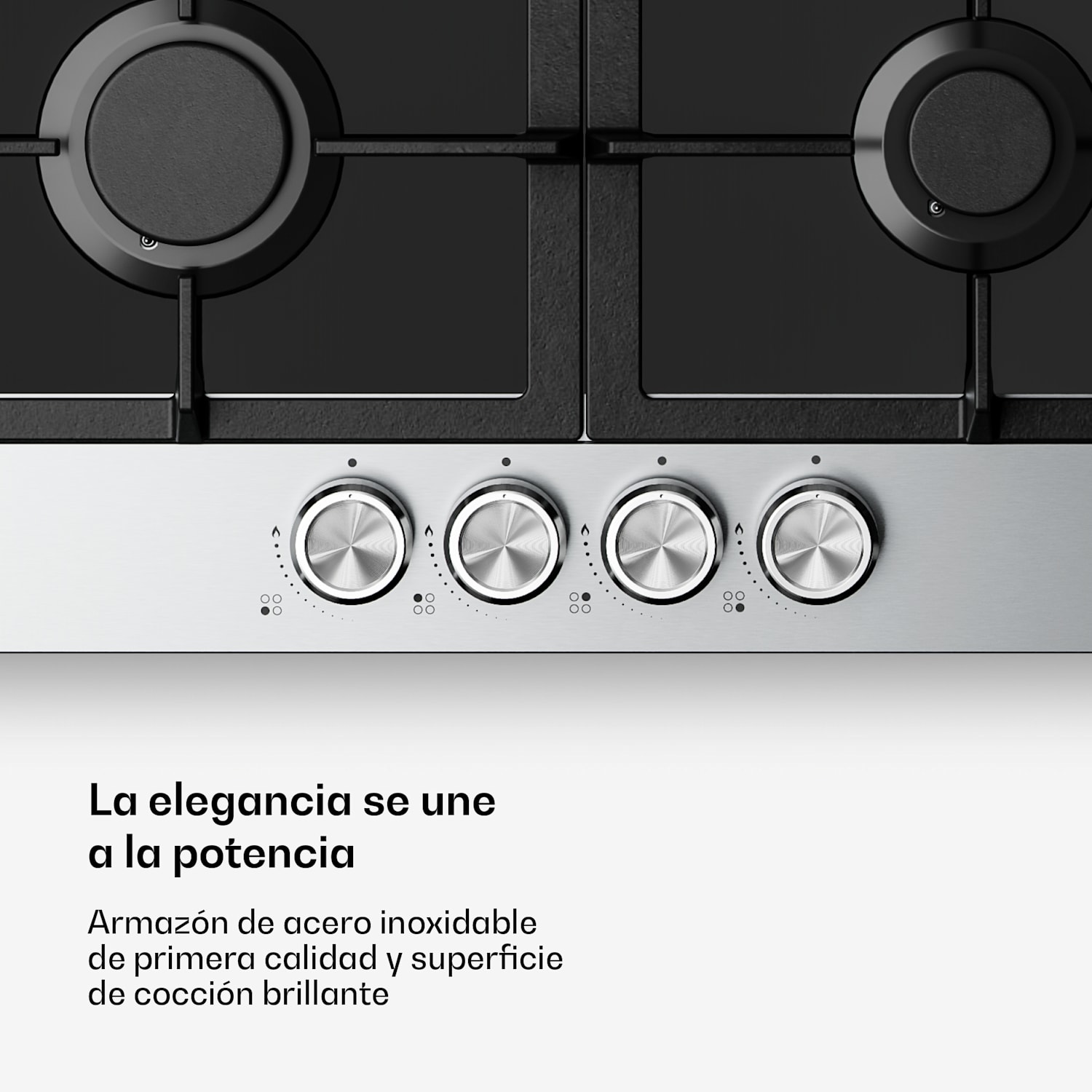 Placa de gas Verosteel de 4 quemadores, encendido eléctrico, compatible con gas natural y GLP, 8000 W, 60 cm 60 cm | Plata