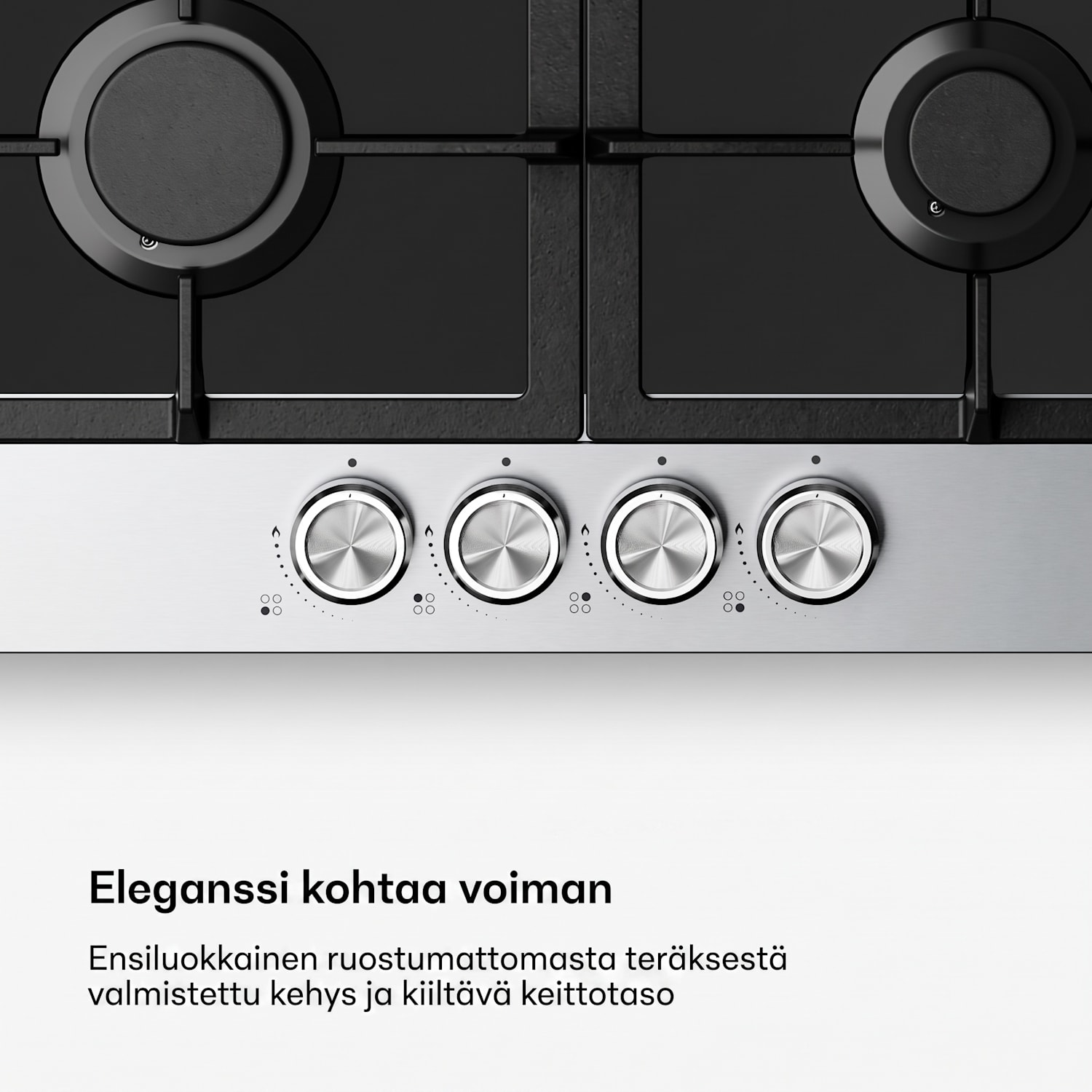 Verosteel kaasuliesi | 4 poltinta | sähkösytytys | maakaasu ja LPG yhteensopiva | 8000 W | 60 cm 60 cm | Hopea