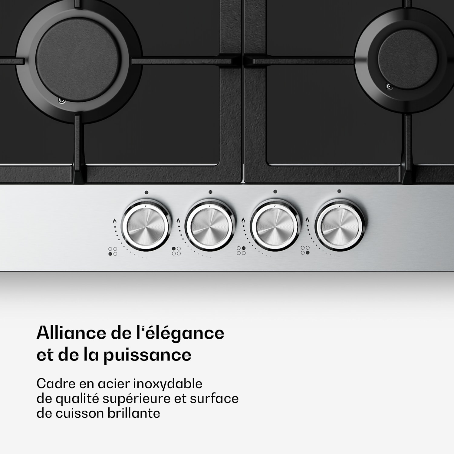 Verosteel table de cuisson à gaz | 4 foyers | Allumage électrique | Compatible gaz naturel et GPL | 8000 W | 60 cm 