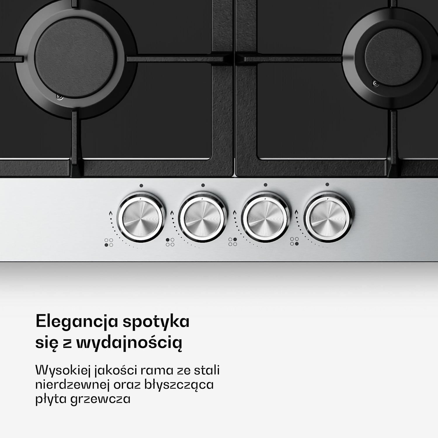 Płyta gazowa Verosteel | 4 palniki | zapłon elektryczny | kompatybilna z gazem ziemnym i LPG | 8000 W | 60 cm 60 cm | Srebrny