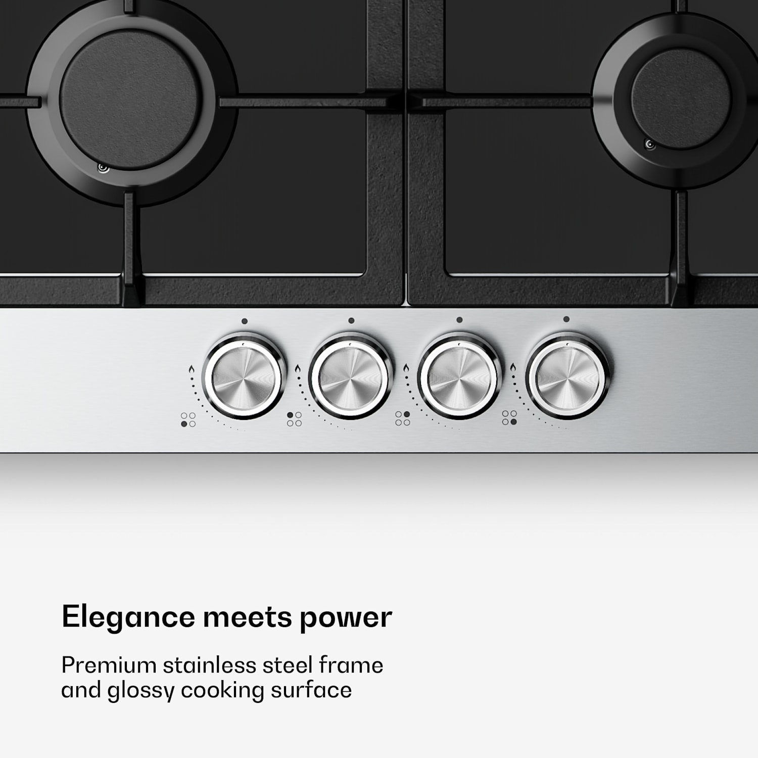 Verosteel gaskookplaat 60 cm, 4-pits, elektrische ontsteking, geschikt voor aardgas en LPG, 8000 W 60 cm | Zilver