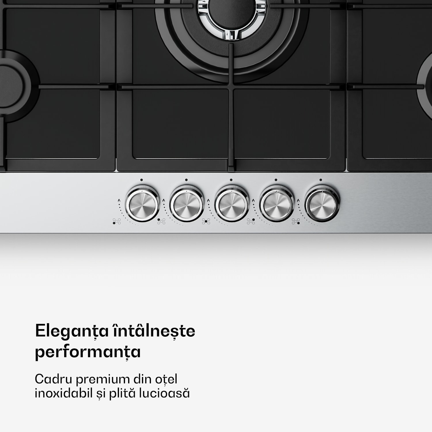 Plită pe gaz Verosteel, 5 arzătoare, aprindere electrică, compatibilă cu gaz natural și GPL, 10400W, 90 cm 90 cm | Argintiu