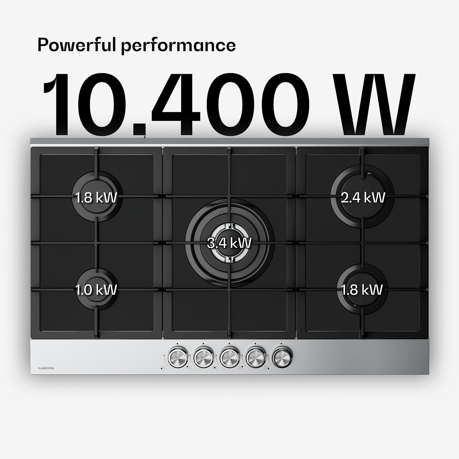 Verosteel kaasuliesi | 5 poltinta | sähköinen sytytys | maakaasu- ja LPG-yhteensopiva | 10 400 W | 90 cm 90 cm | Hopea