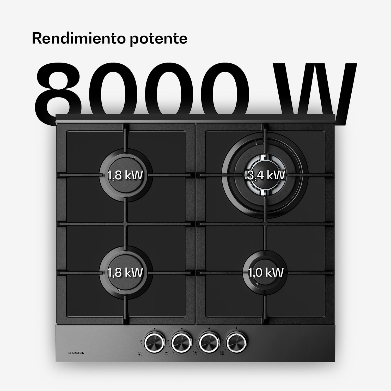 Verosteel vitrocerámico de gas | 4 fuegos | encendido eléctrico | compatible con gas natural y LPG | 8000 W | 60cm 