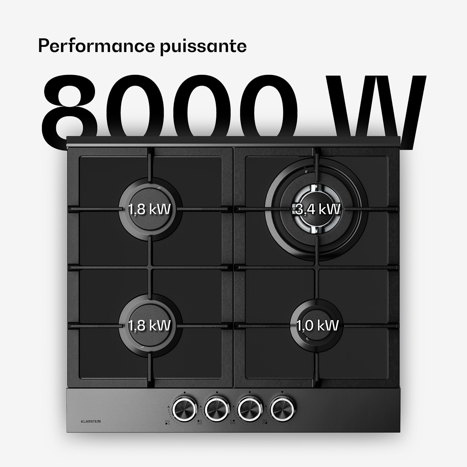 Verosteel table de cuisson à induction | 4 feux | allumage électrique | compatible gaz naturel et GPL | 8000 W | 60 cm 
