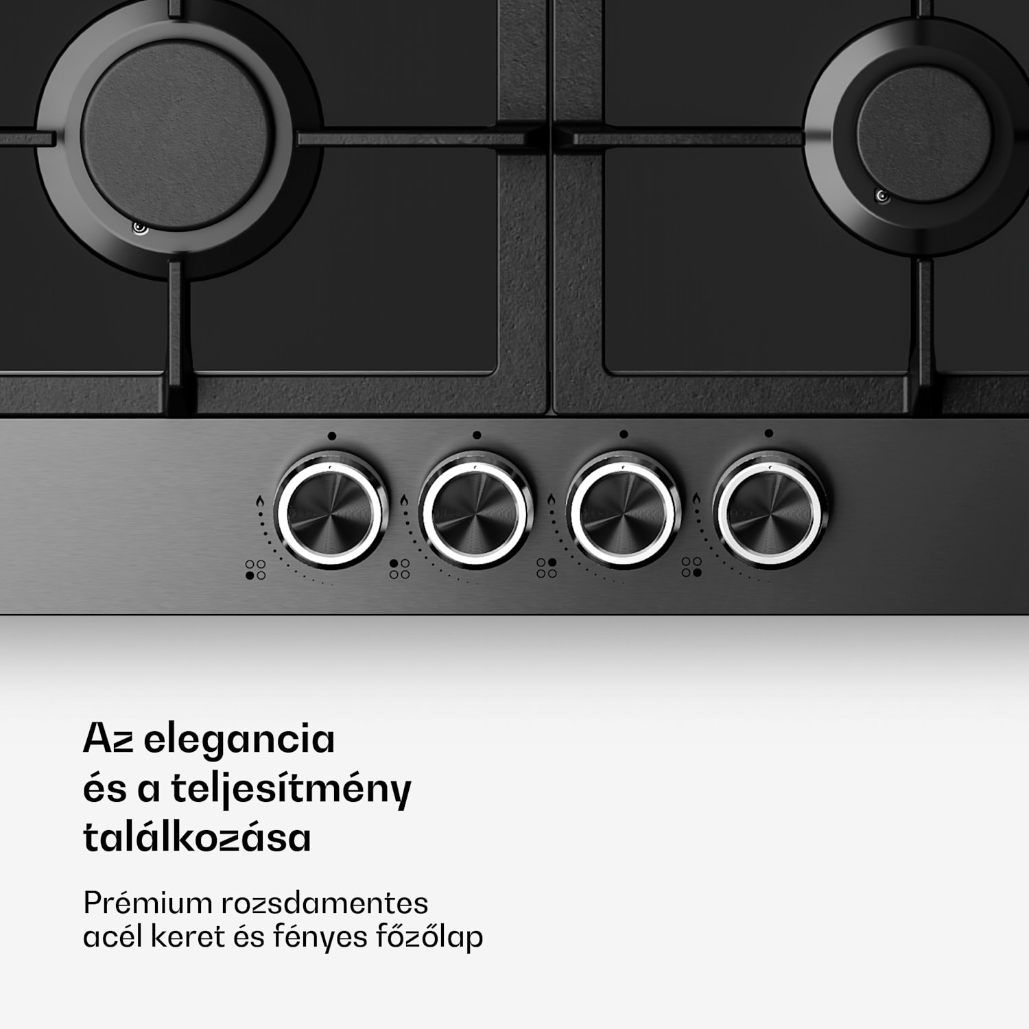 Verosteel gázfőzőlap, 4 égős, elektromos gyújtás, földgázzal és LPG-vel kompatibilis, 8000 W, 60cm 