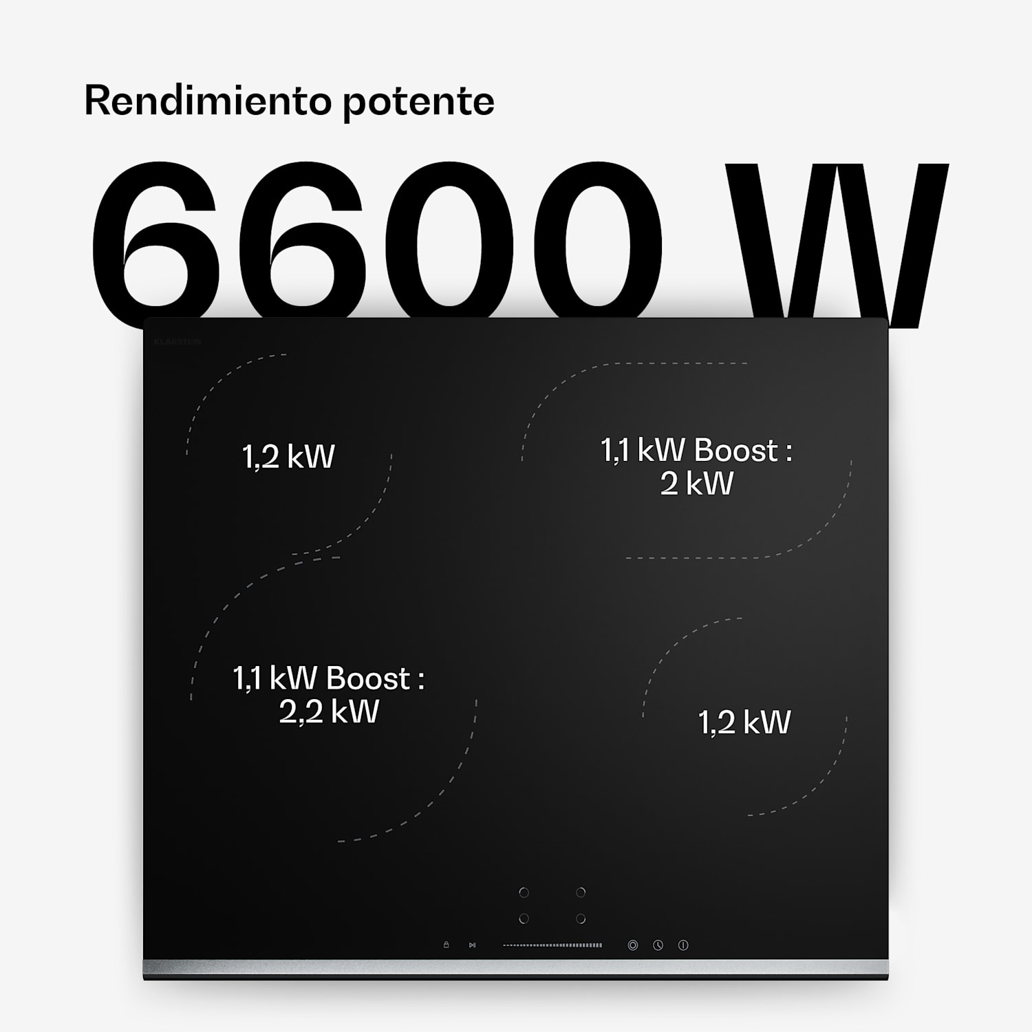 Verosteel placa vitrocerámica | 4 zonas | Minimalista, potente | 6600 W | 60 cm 