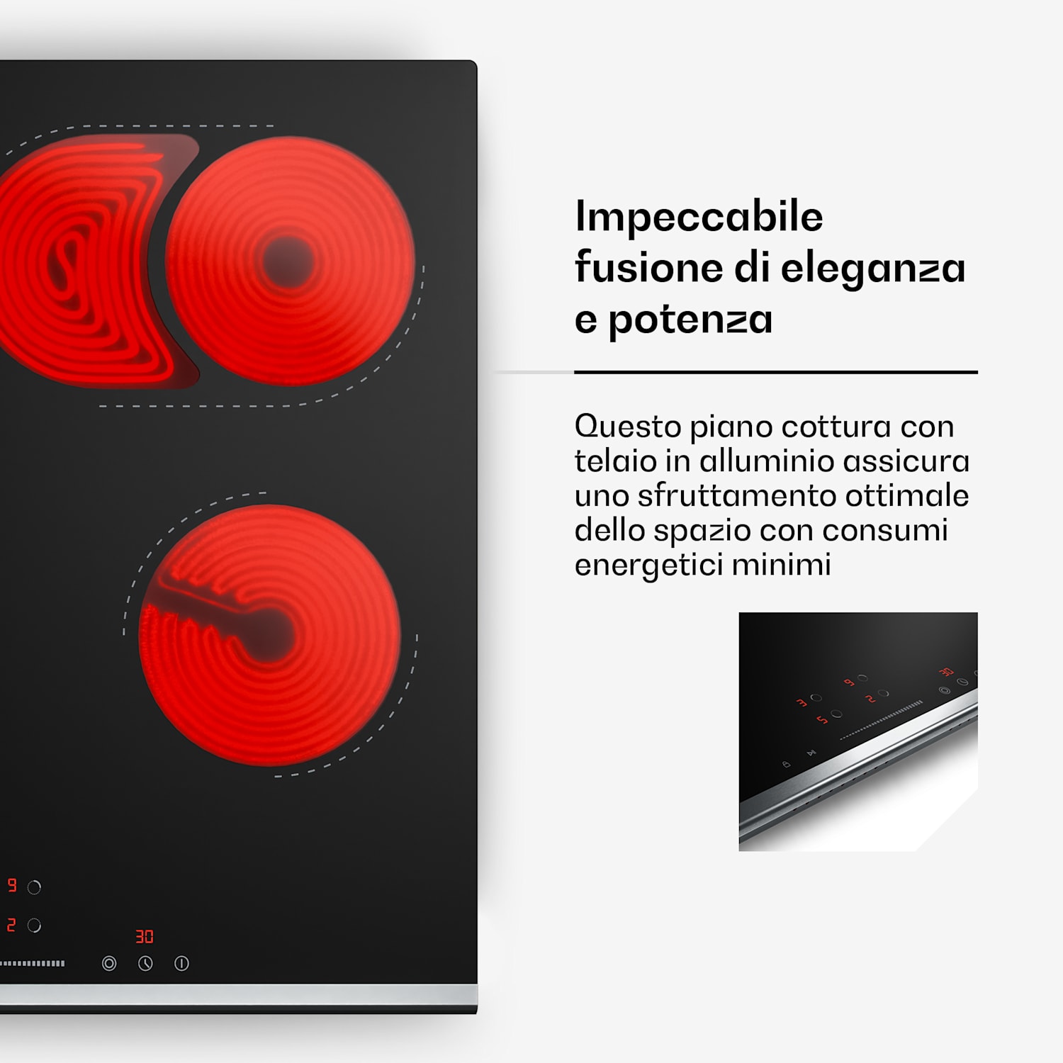 Verosteel - Piano cottura in vetroceramica | 4 zone | Minimalista, potente | 6600 W | 60 cm 60 cm