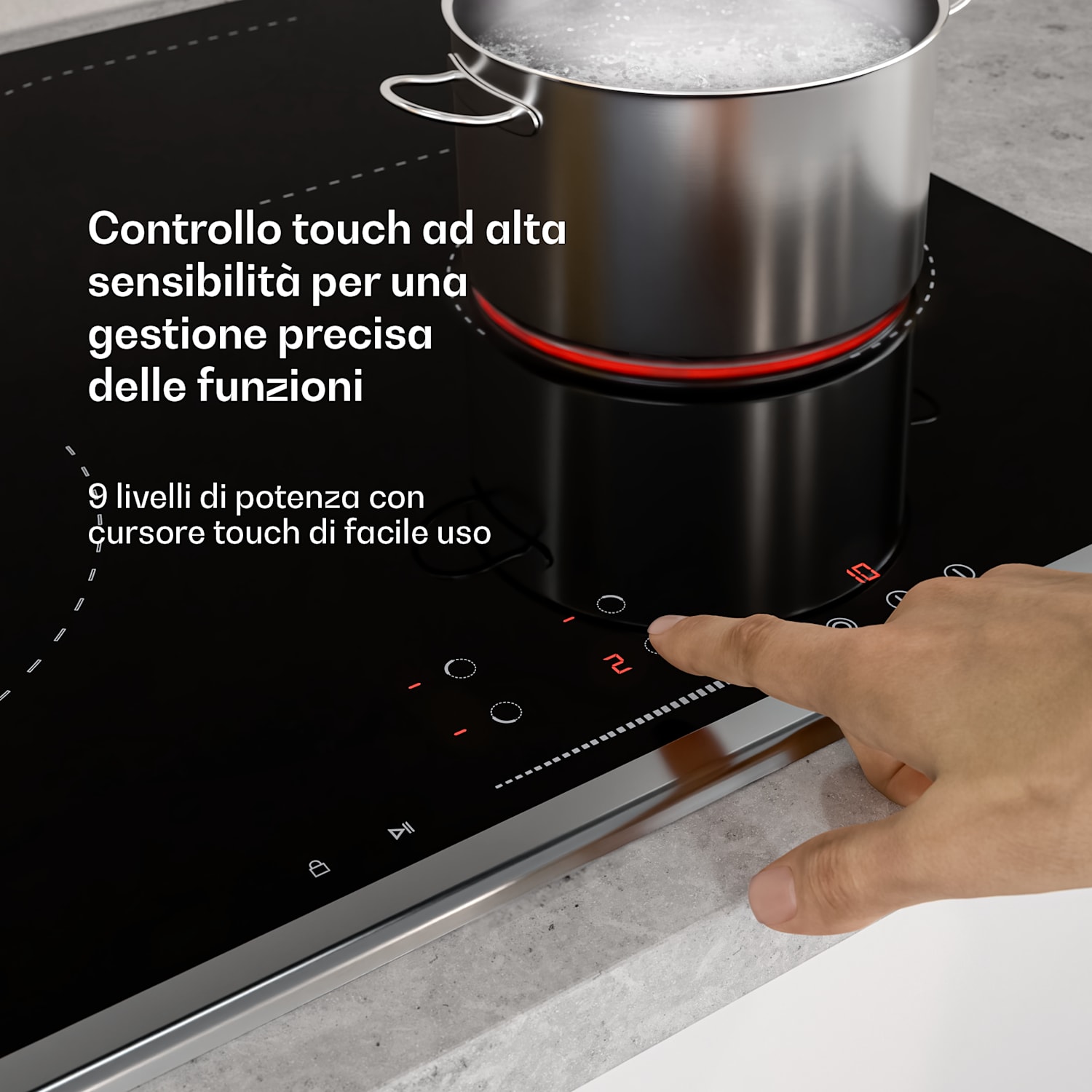 Verosteel - Piano cottura in vetroceramica | 4 zone | Minimalista, potente | 6600 W | 60 cm 60 cm