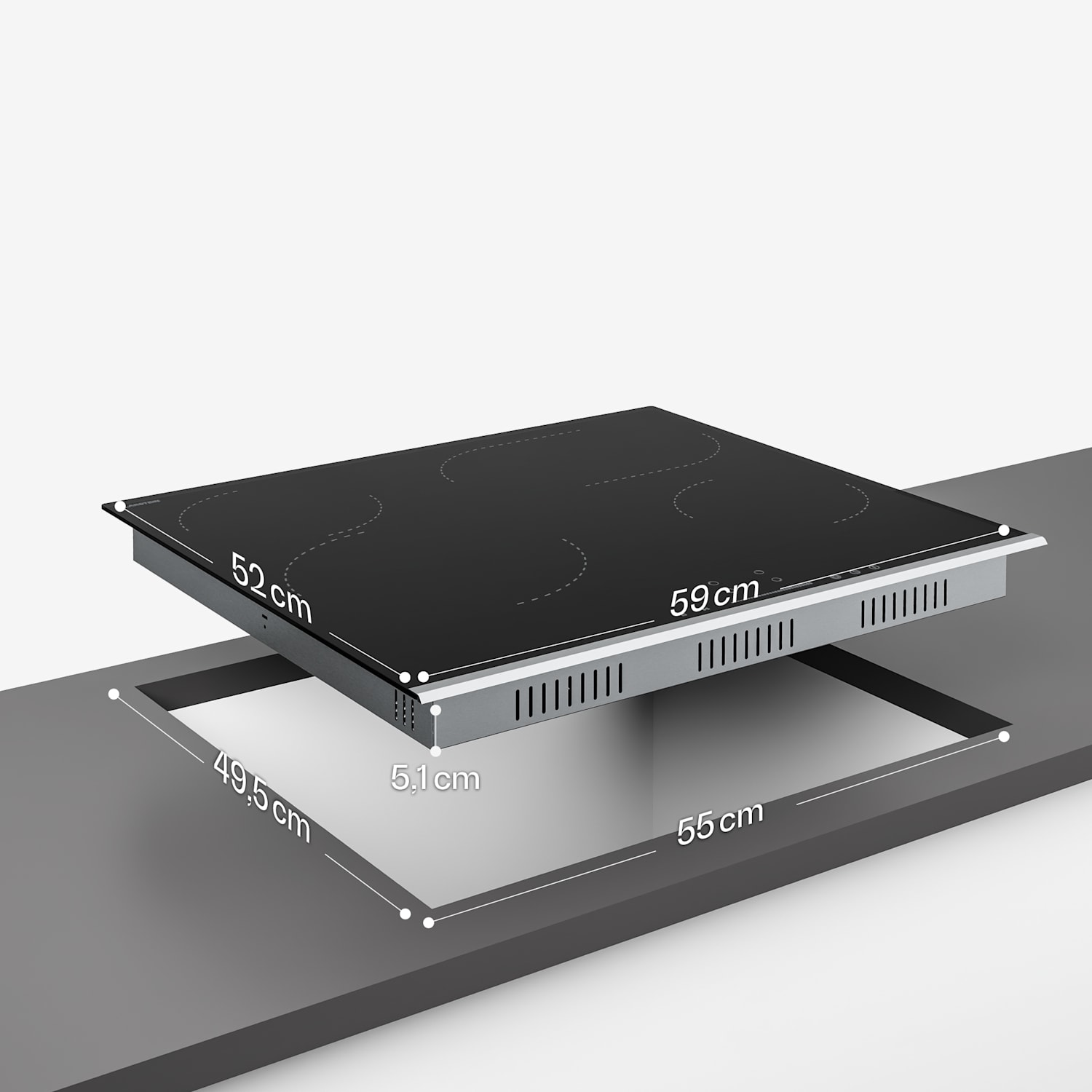 Plită vitroceramică Verosteel | 4 zone | Minimalista, Puternica | 6600 W | 60 cm 60 cm