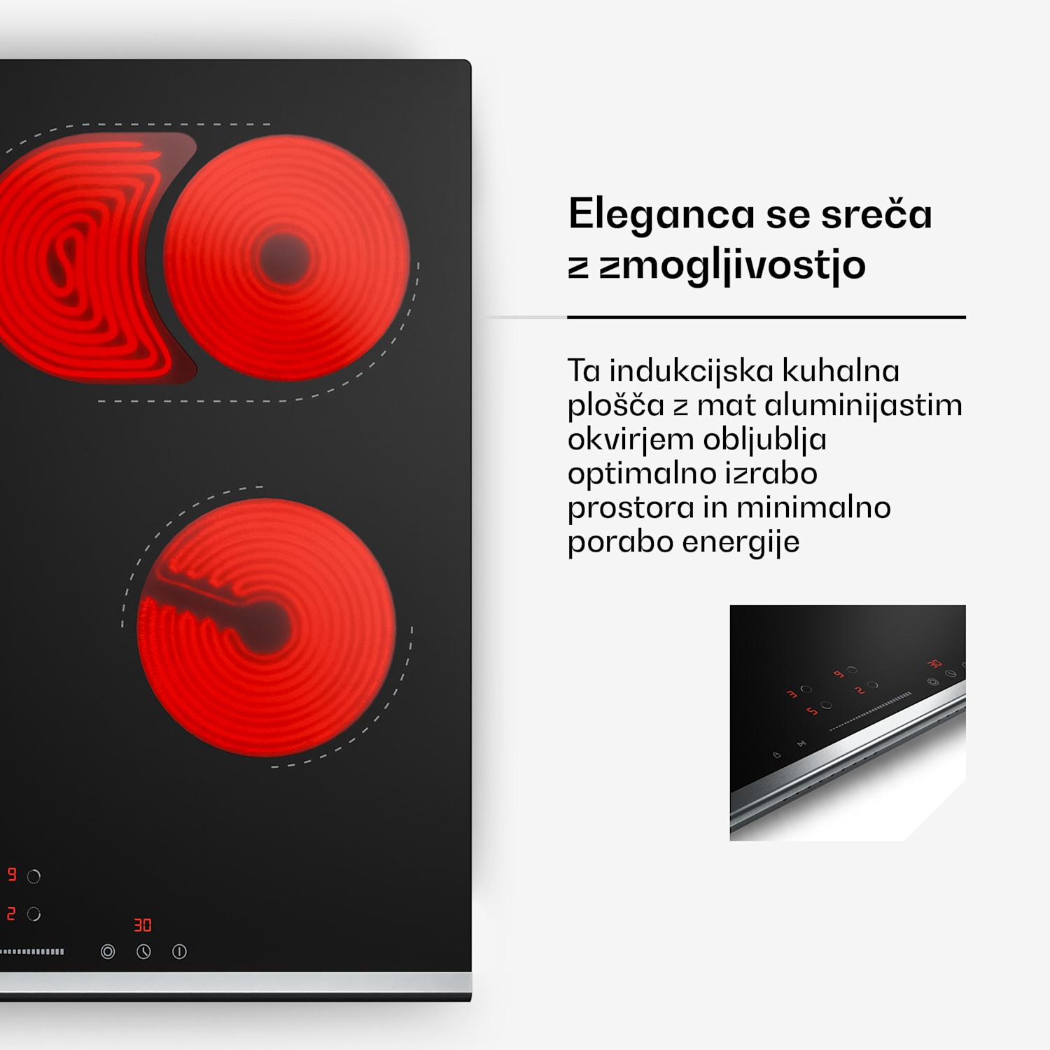 Verosteel steklokeramična kuhalna plošča | 4 cone | Minimalistično, Močno | 6600 W | 60 cm 60 cm