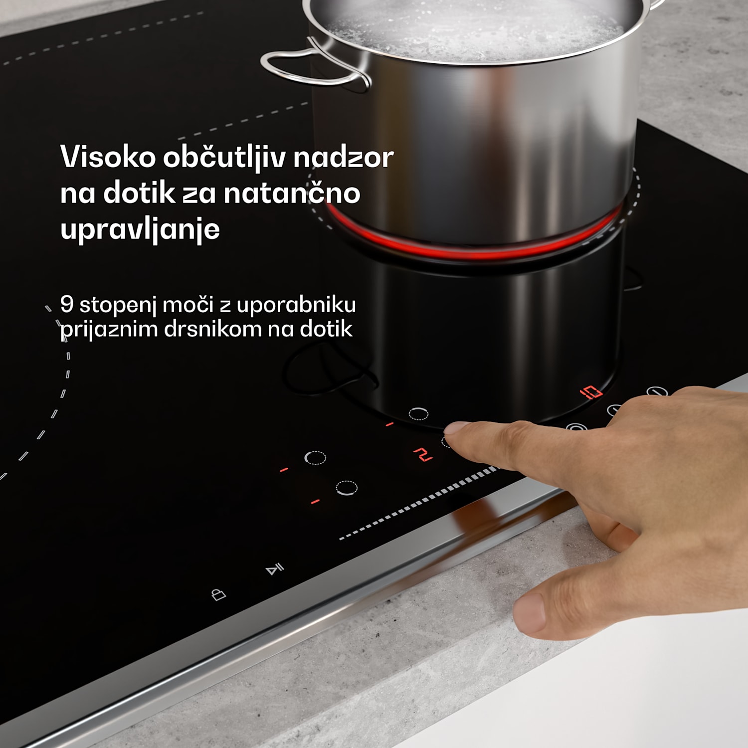 Verosteel steklokeramična kuhalna plošča | 4 cone | Minimalistično, Močno | 6600 W | 60 cm 60 cm